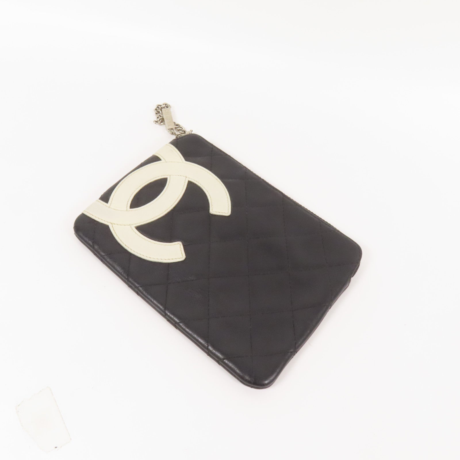 CHANEL 羊皮皮革Pouch銀扣手拿包