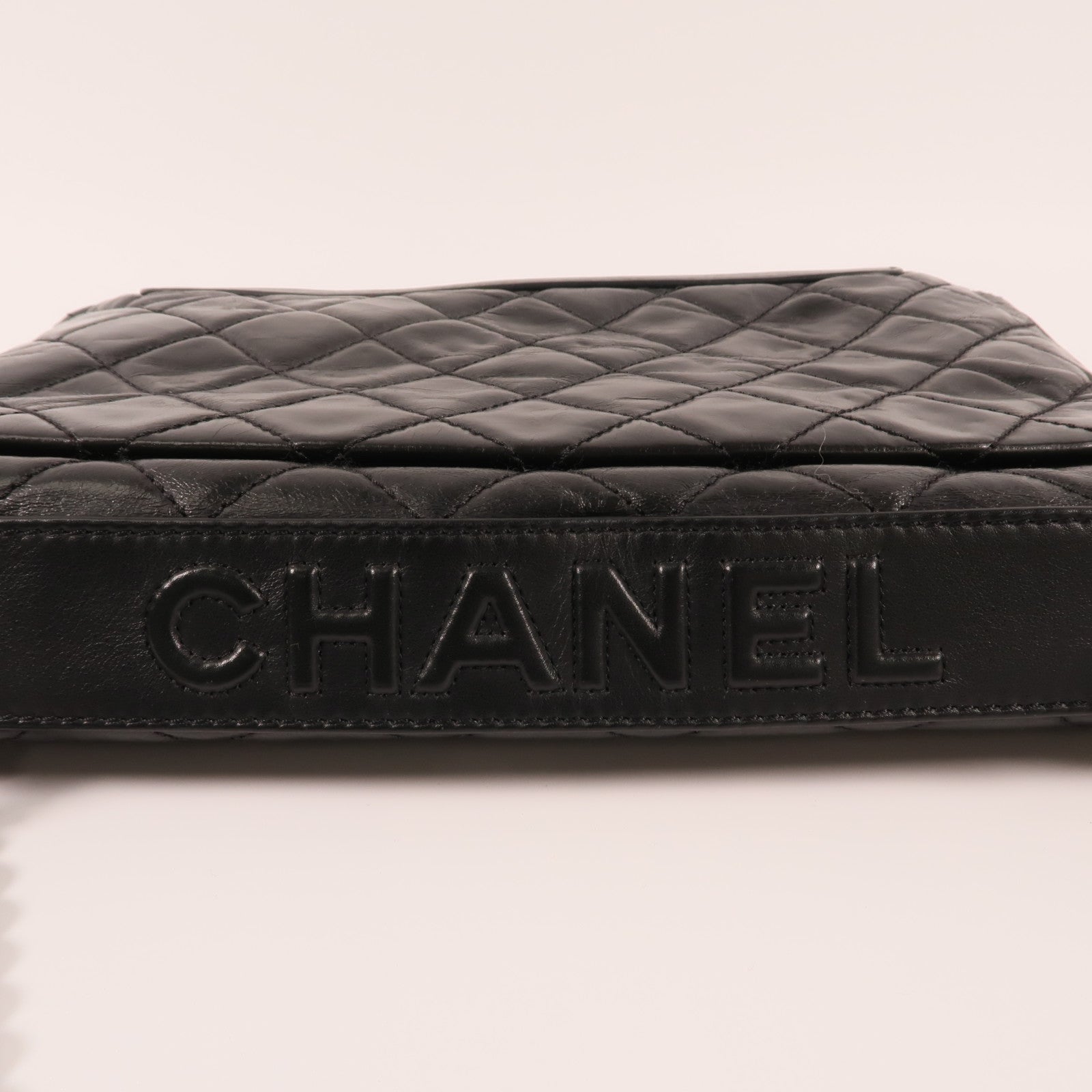 CHANEL 牛皮皮革Chain Shoulder銀扣鏈帶肩背袋