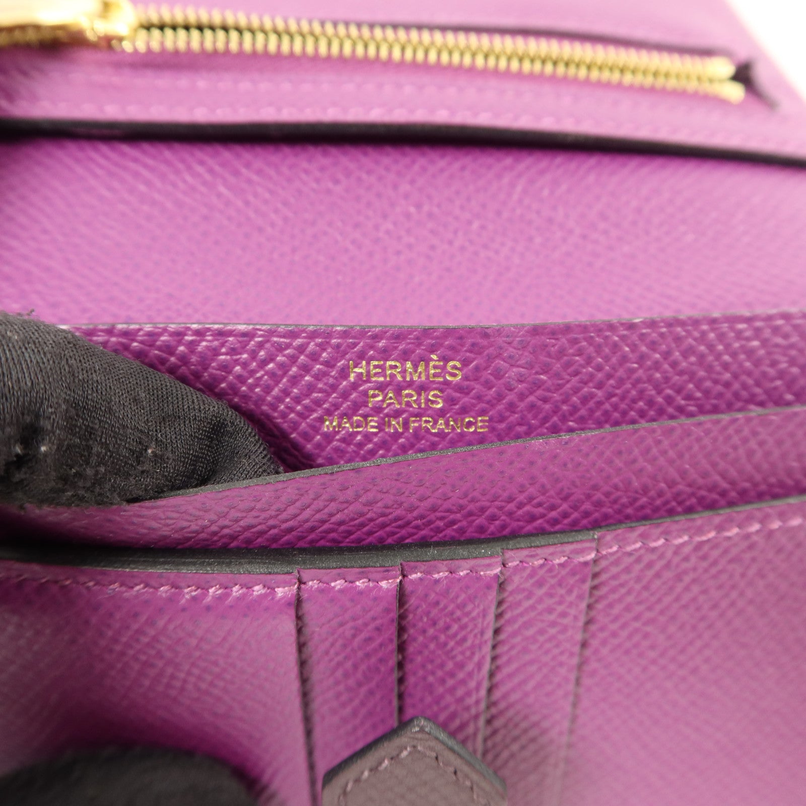 HERMES Epsom皮革Bearn Compact Wallet錢包Anemone/Raisin