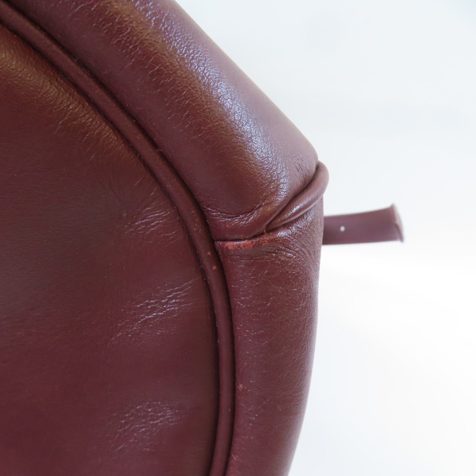 CARTIER 牛皮皮革Bucket Bag金扣肩背袋啡紅色