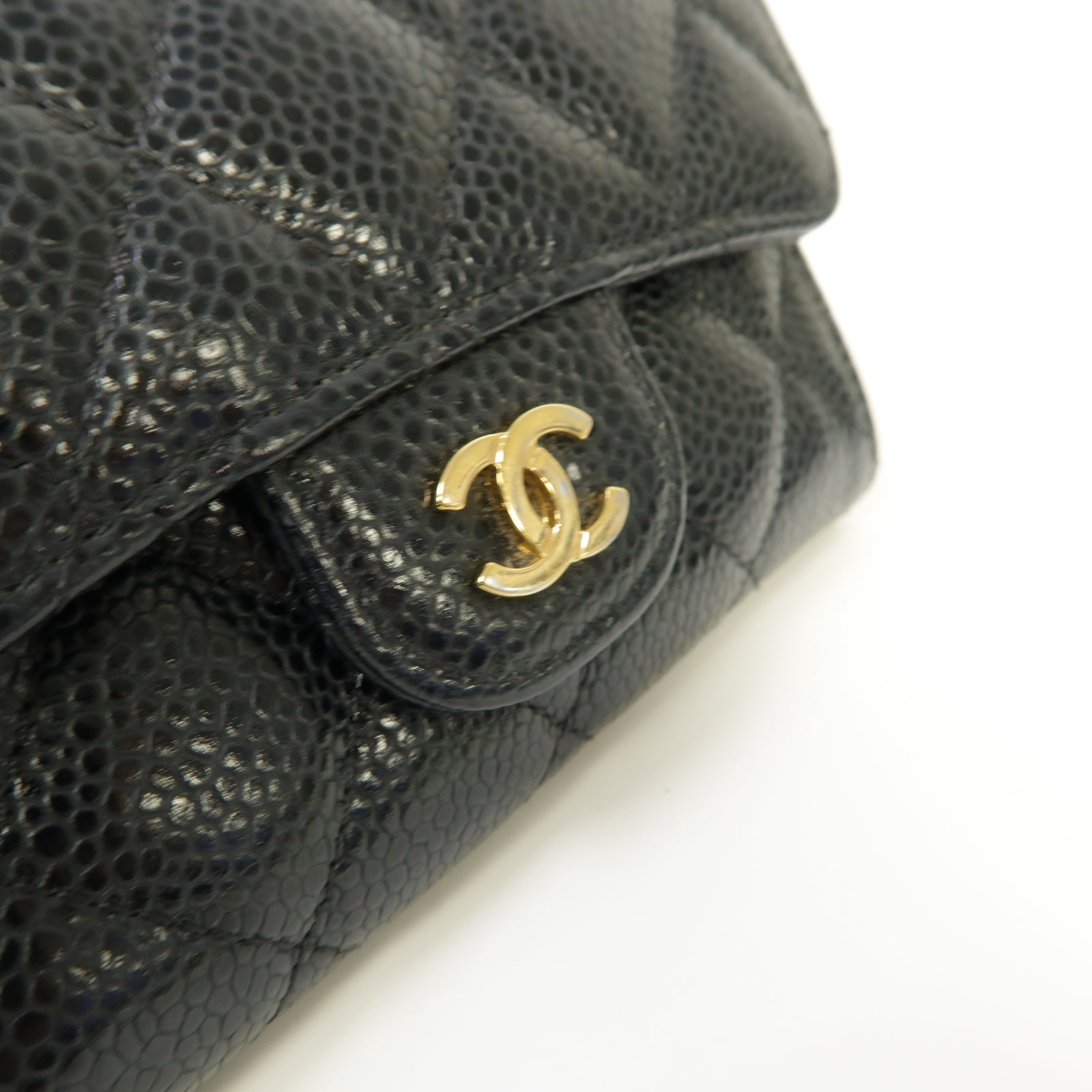 CHANEL 菱格Caviar皮革Classic Flap Card Holder金扣卡片套黑色