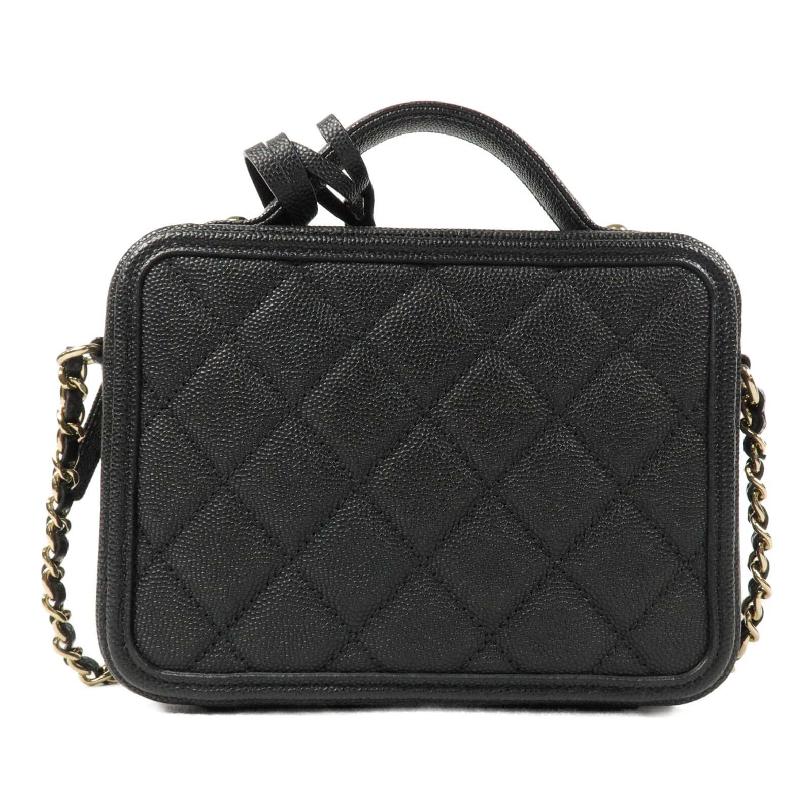 CHANEL 牛皮皮革Vanity Case鏈帶手挽肩背兩用袋