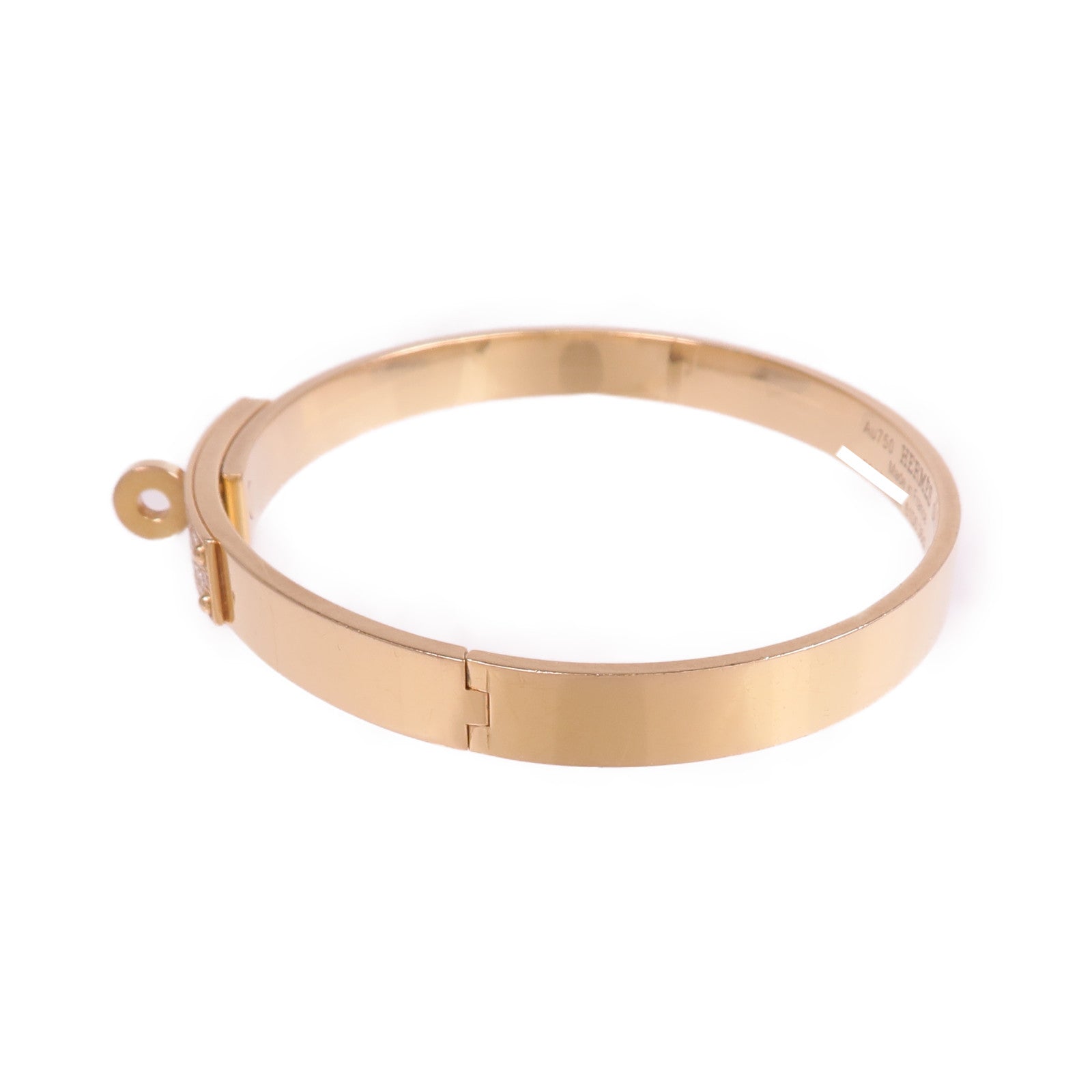 HERMES 18K玫瑰金Kelly Bracelet Small Model鑽石手鐲