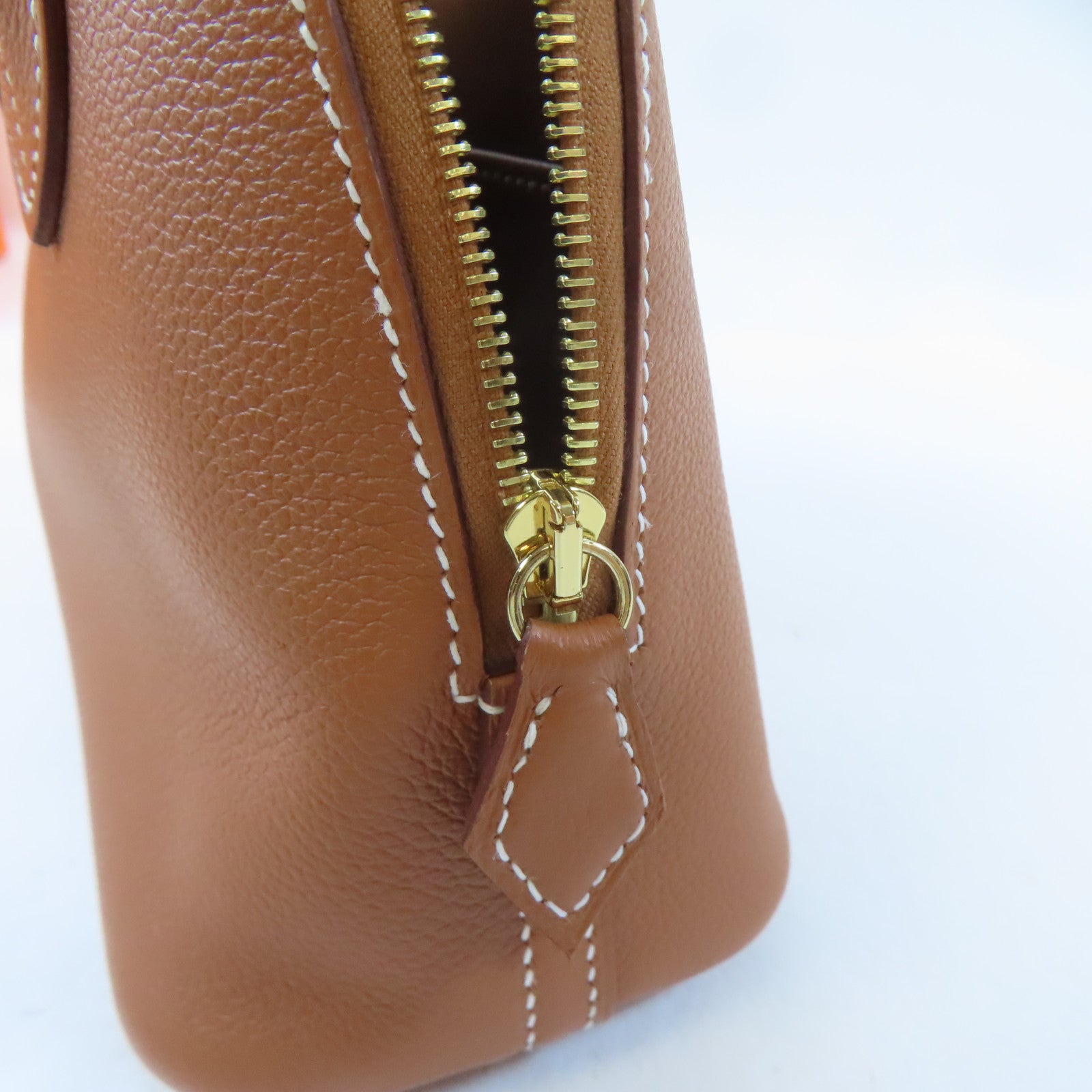 HERMES Evercolor皮革Mini Bolide金扣手挽肩背兩用袋Gold/駝色