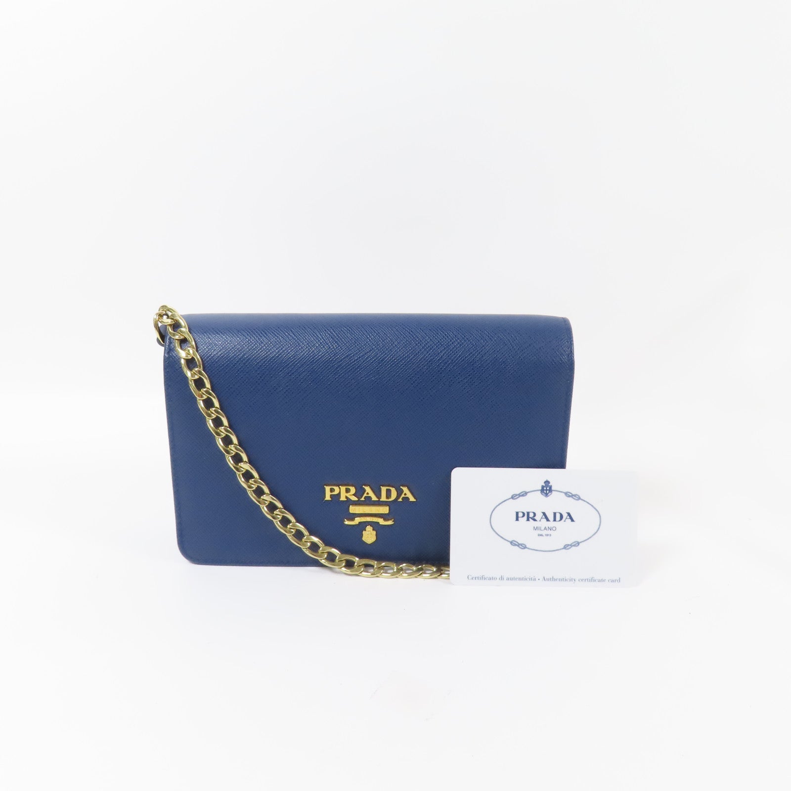 PRADA 牛皮皮革Chain Shoulder Bag金扣鏈帶肩背袋