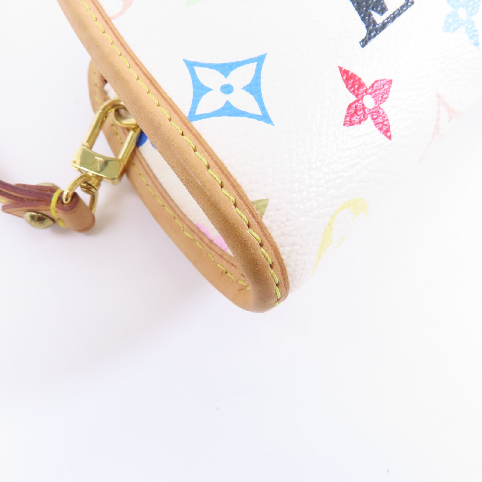 LOUIS VUITTON Monogram Multicolore Shirley金扣手挽袋白色/彩色