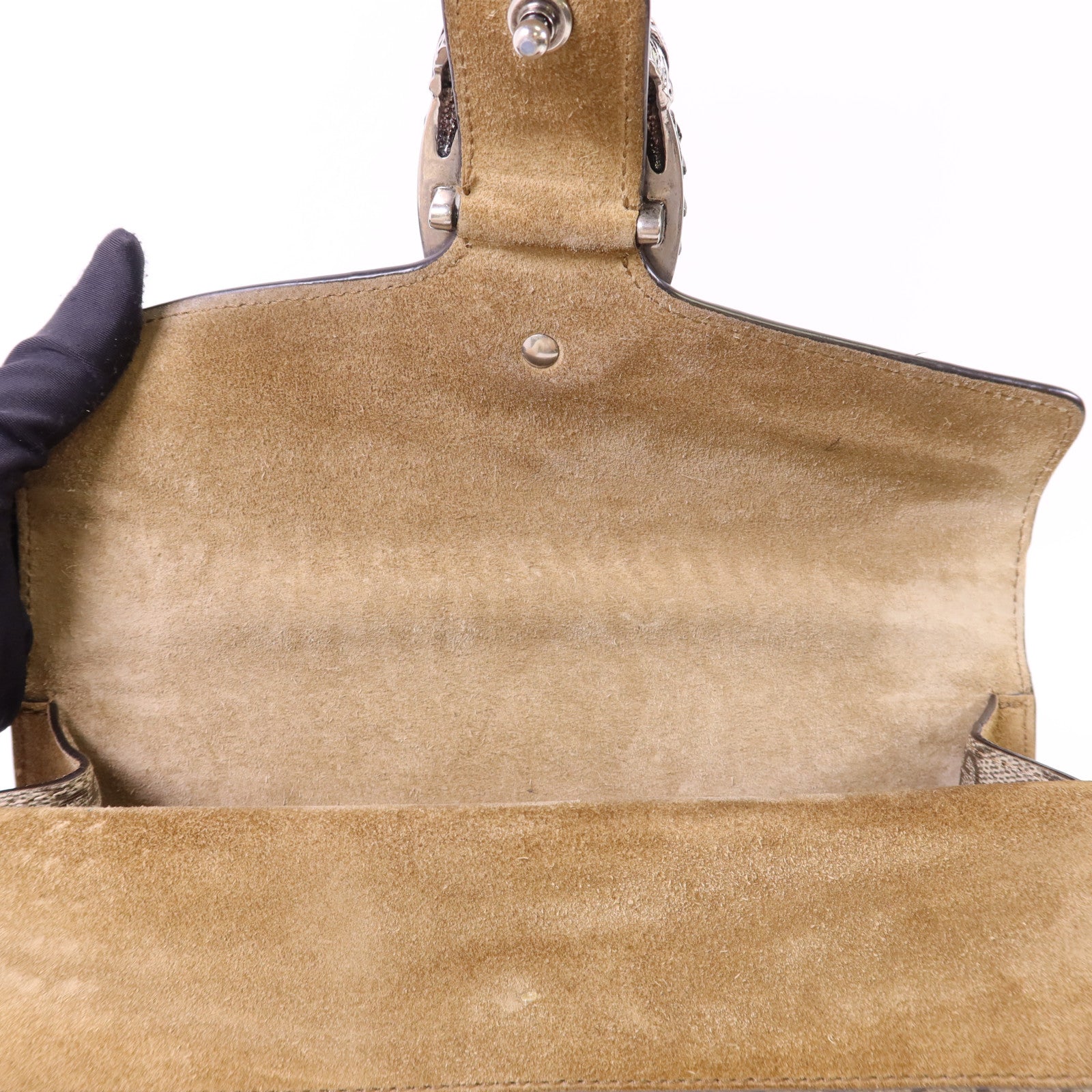 GUCCI 塗層帆布Dionysus Shoulder Bag銀扣鏈帶肩背袋