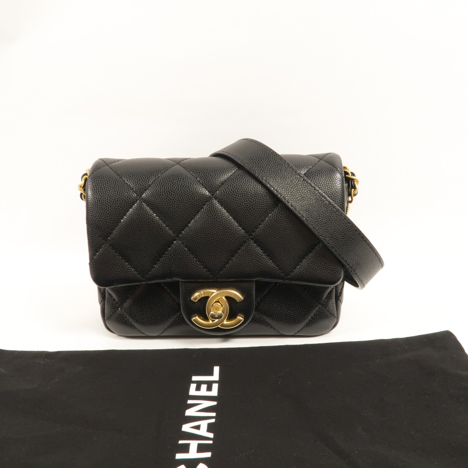CHANEL 牛皮皮革Mini Flap Bag鏈帶肩背袋