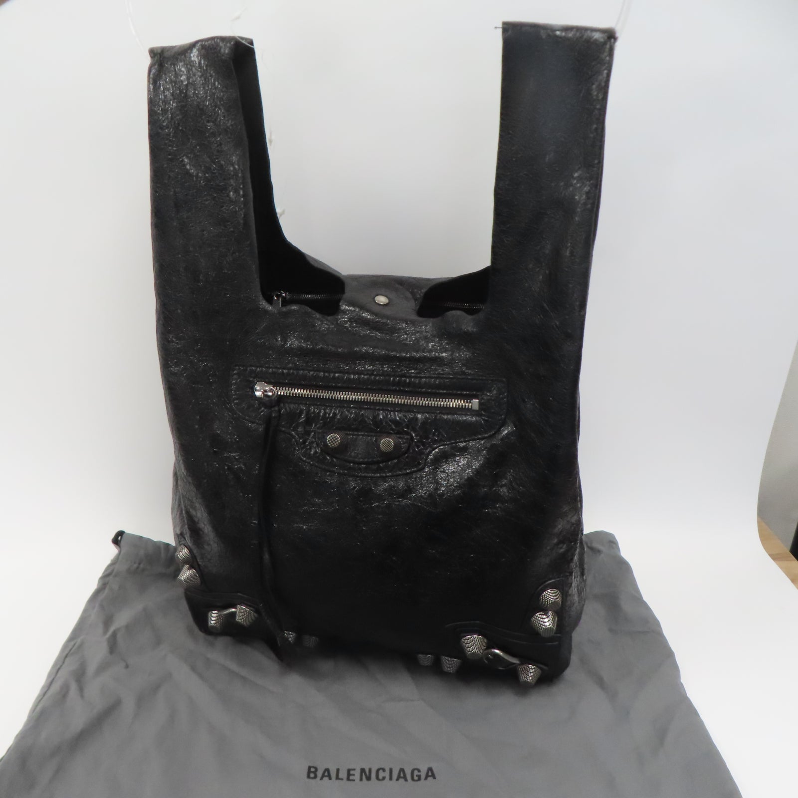 BALENCIAGA **【激減優惠】牛皮皮革Le Cagole Tote Bag銀扣手挽袋黑色