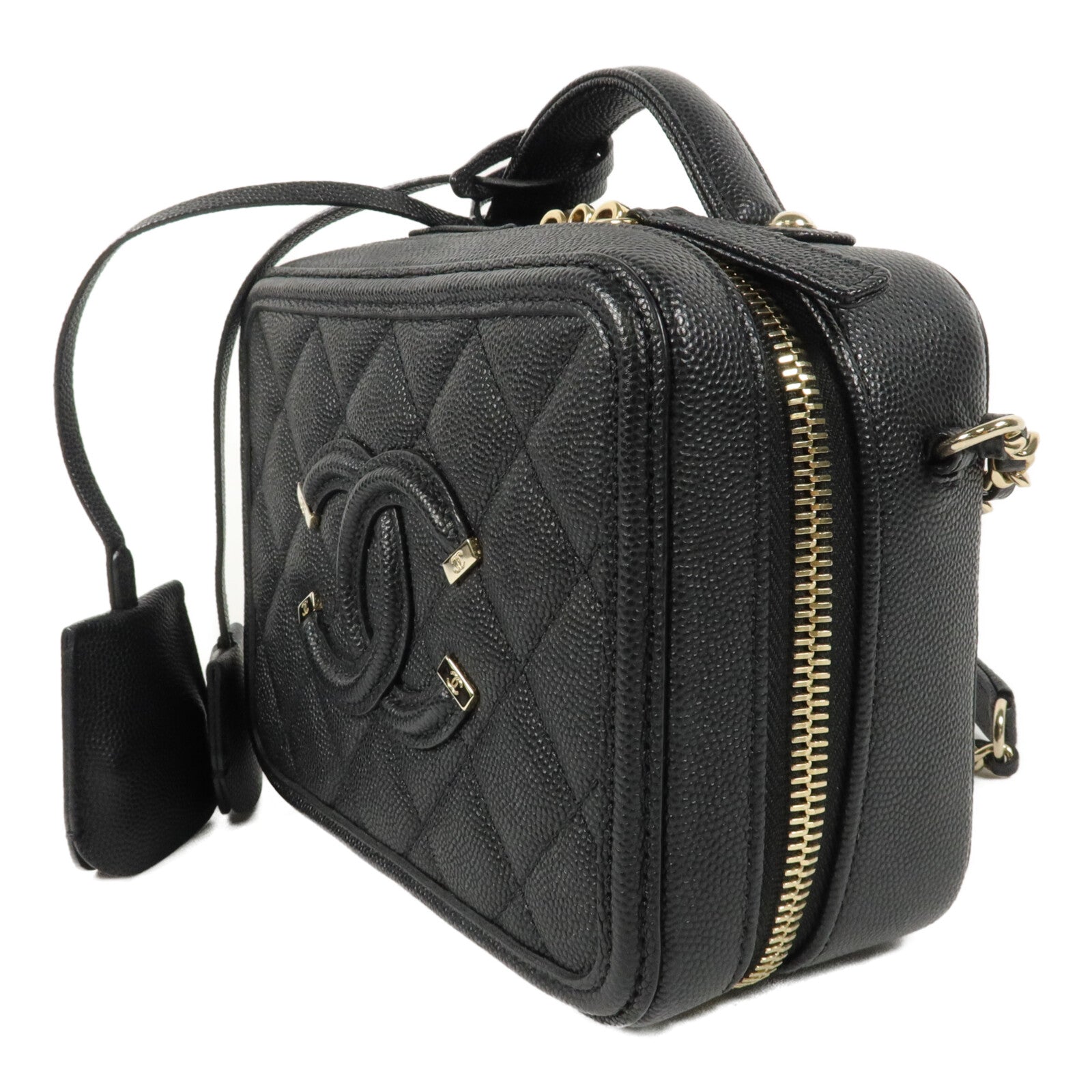 CHANEL 牛皮皮革Vanity Case鏈帶手挽肩背兩用袋
