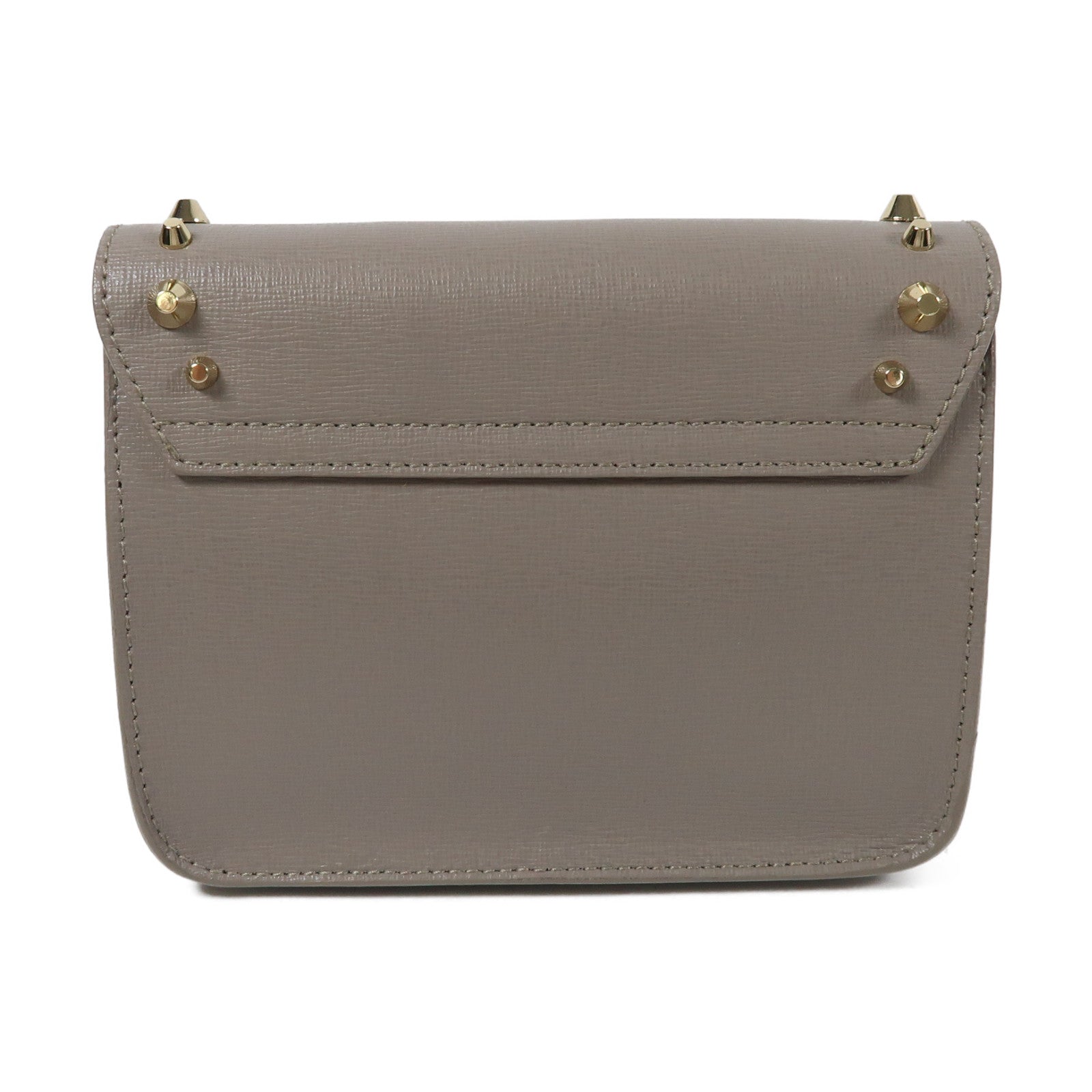 Furla 牛皮皮革Chain Shoulder金扣鏈帶肩背袋灰色