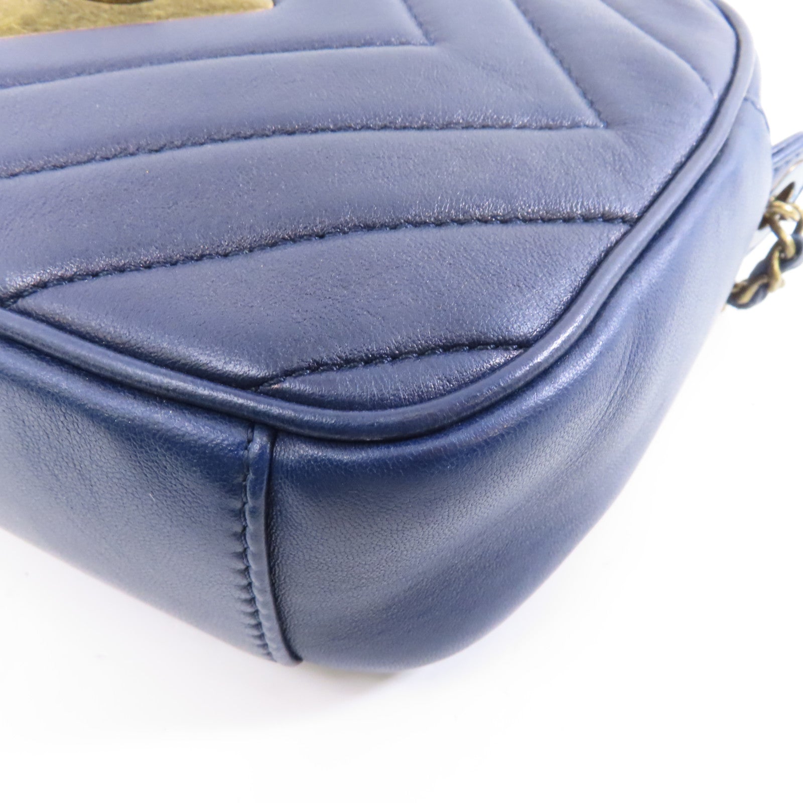 CHANEL 【激減優惠】斜紋牛皮皮革Chain Shoulder Bag金扣鏈帶肩背袋藍色