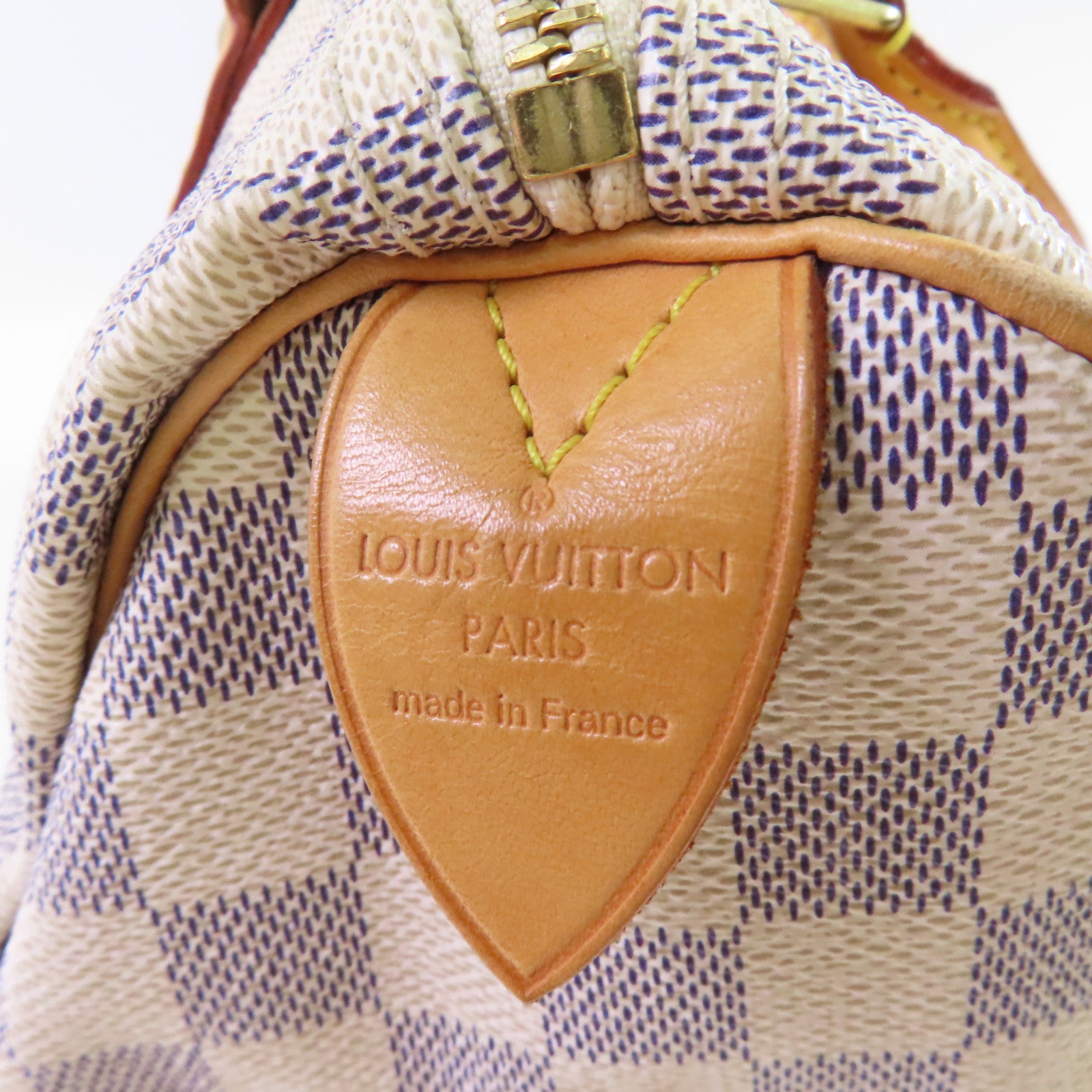 LOUIS VUITTON Damier Azur Speedy 30 Hand Bag金扣手挽袋米白色