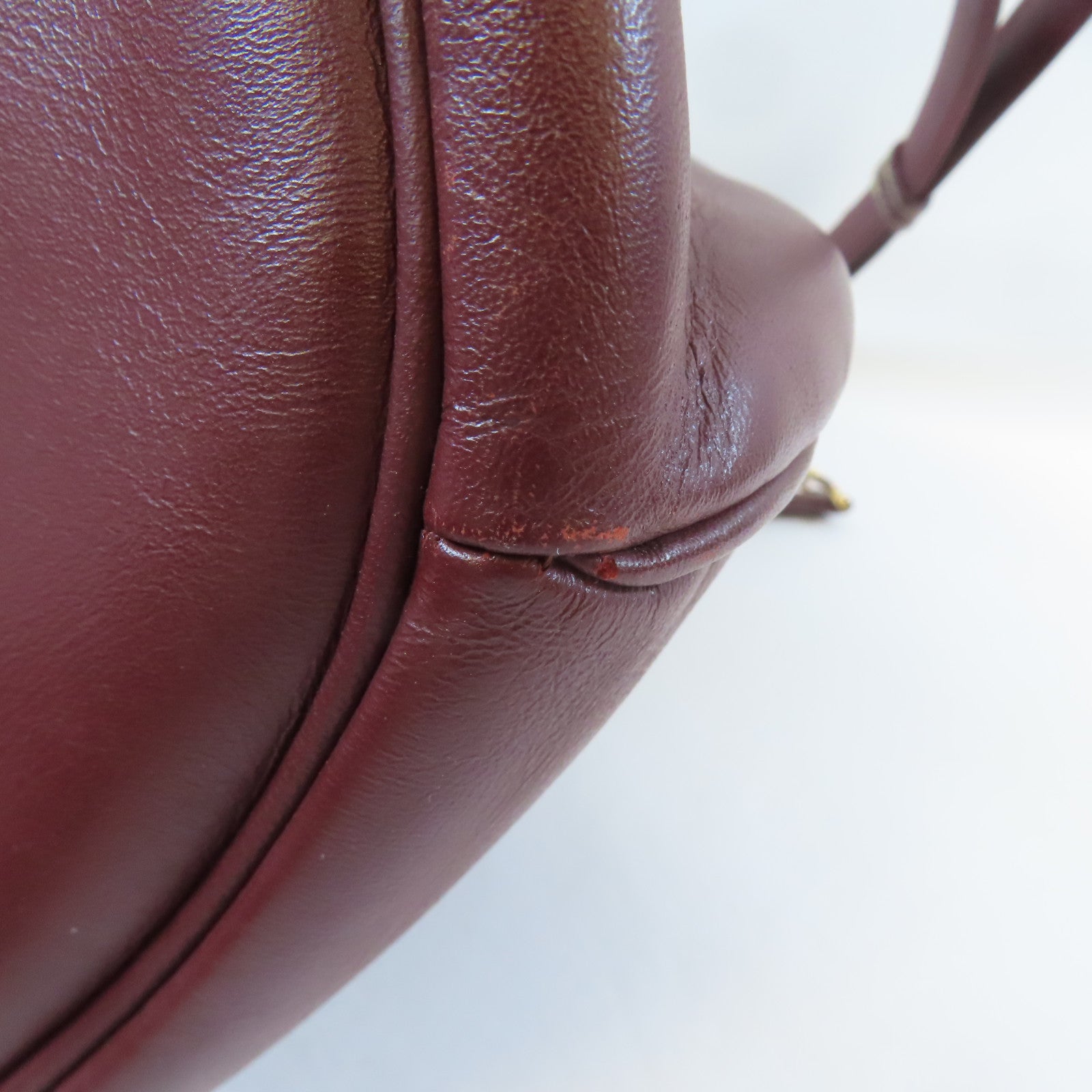 CARTIER 牛皮皮革Bucket Bag金扣肩背袋啡紅色