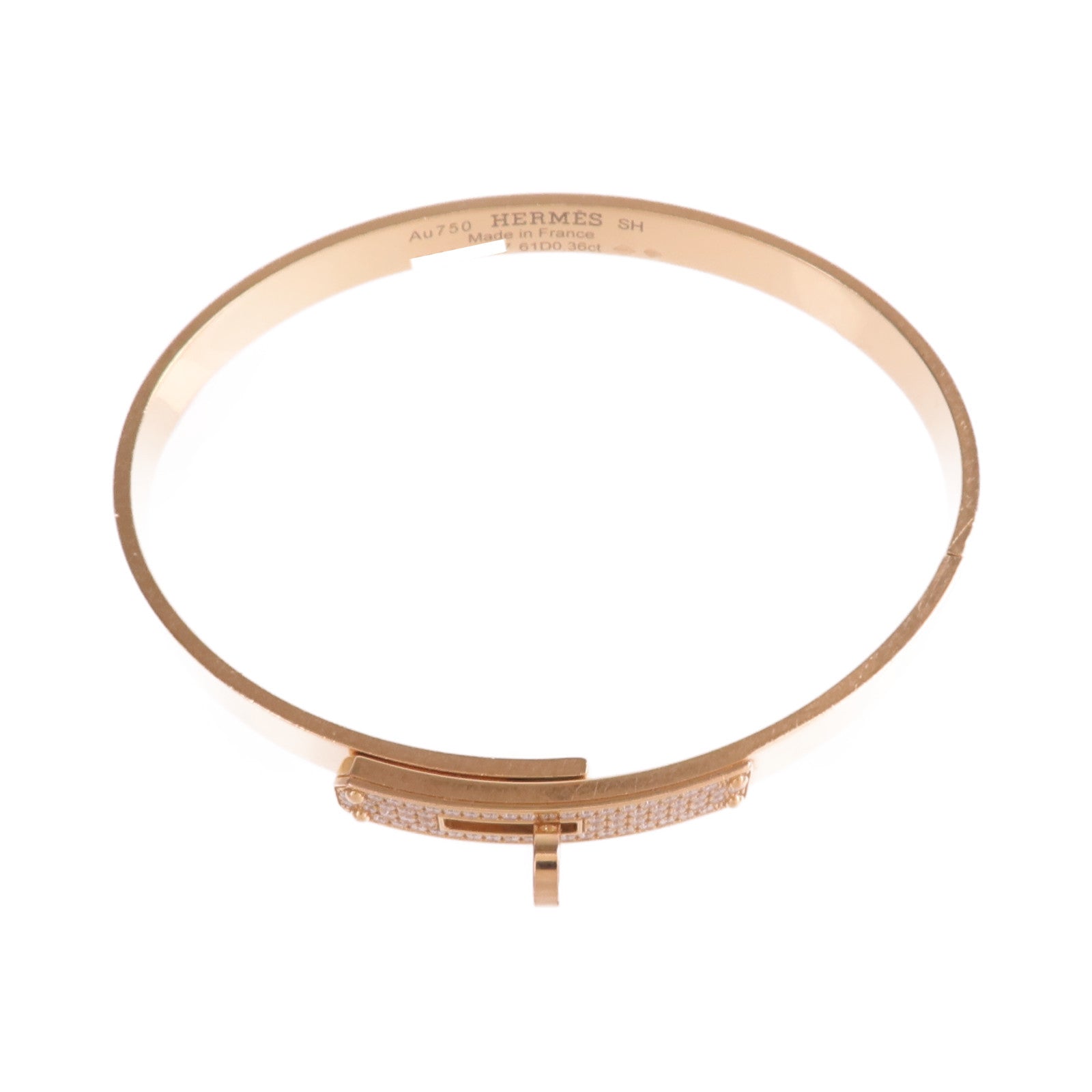 HERMES 18K玫瑰金Kelly Bracelet Small Model鑽石手鐲
