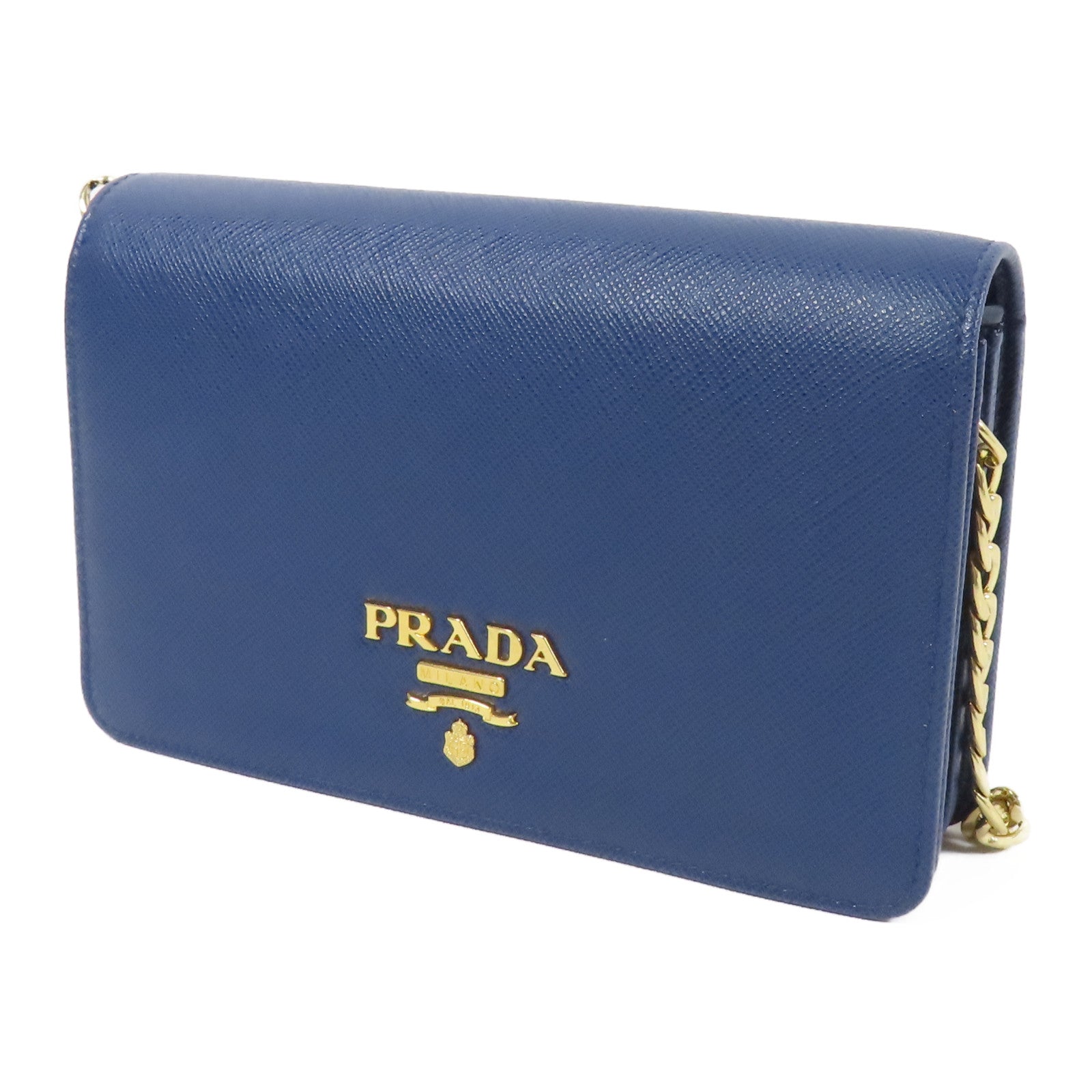 PRADA 牛皮皮革Chain Shoulder Bag金扣鏈帶肩背袋