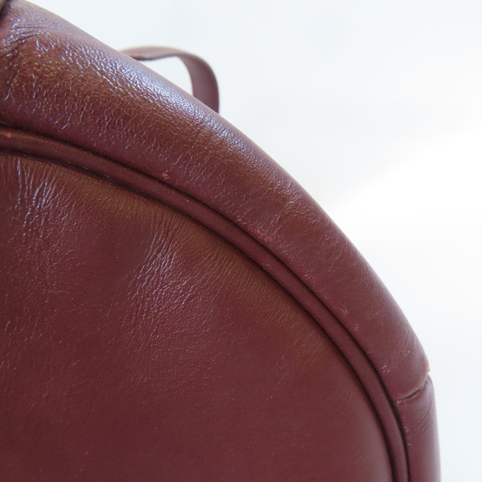CARTIER 牛皮皮革Bucket Bag金扣肩背袋啡紅色