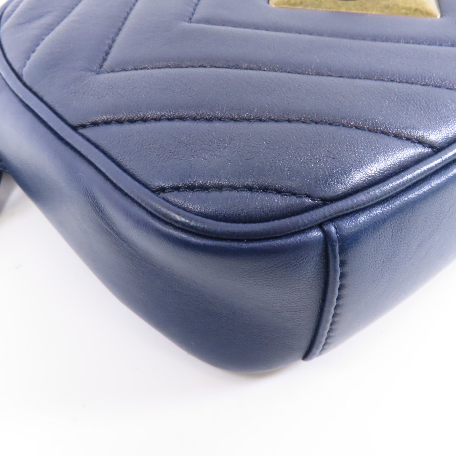 CHANEL 【激減優惠】斜紋牛皮皮革Chain Shoulder Bag金扣鏈帶肩背袋藍色