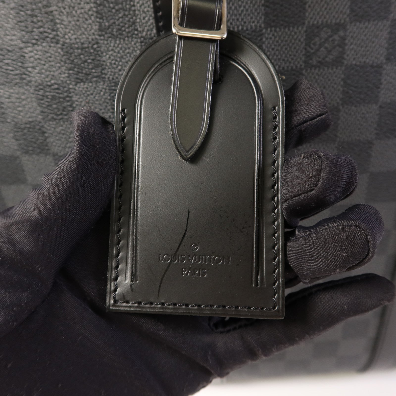 LOUIS VUITTON Damier Graphite Porte Documents Voyage銀扣肩背袋