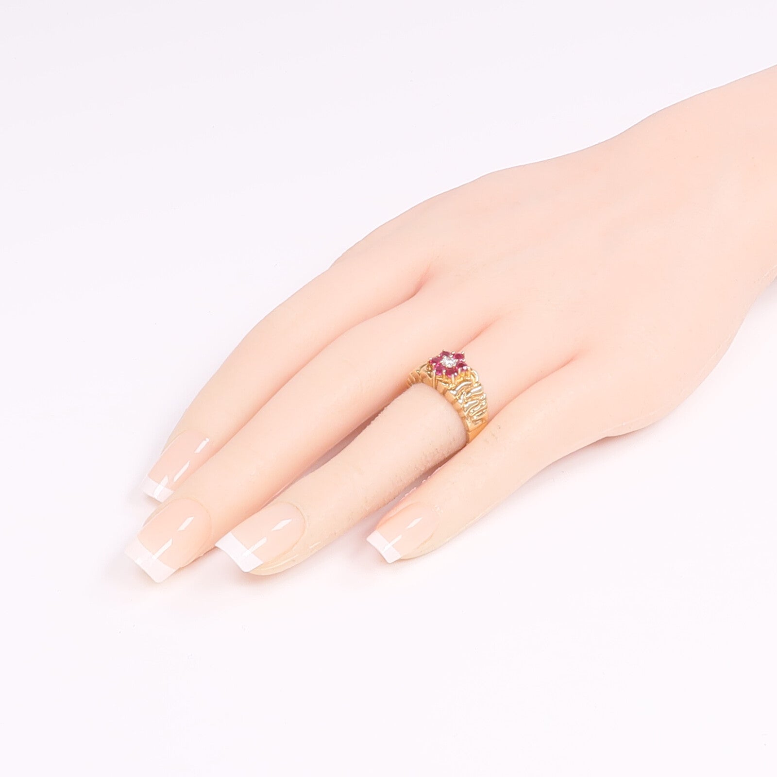 JEWELRY 14K黃金Ruby Diamond Ring紅寶石/鑽石戒指US#6