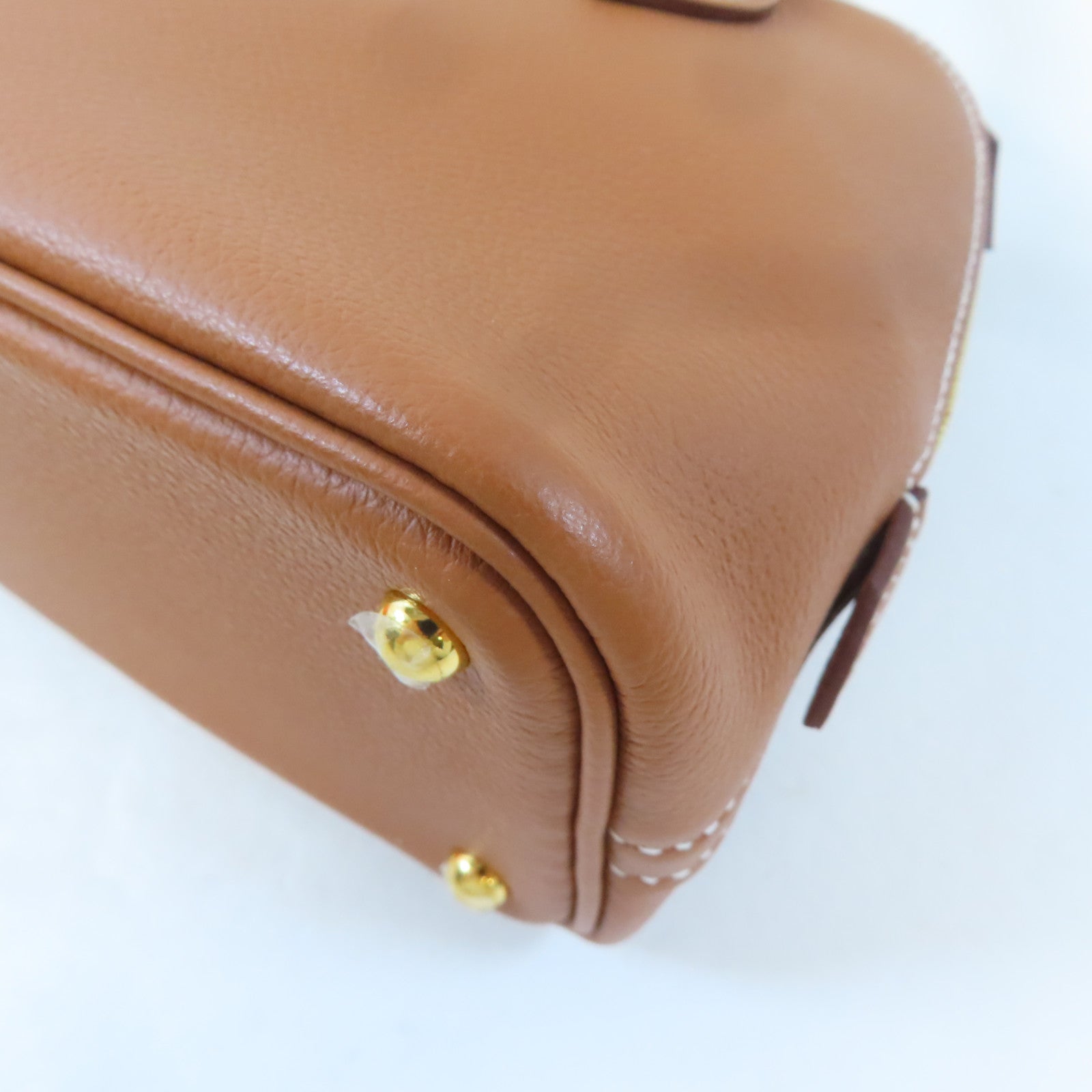 HERMES Evercolor皮革Mini Bolide金扣手挽肩背兩用袋Gold/駝色