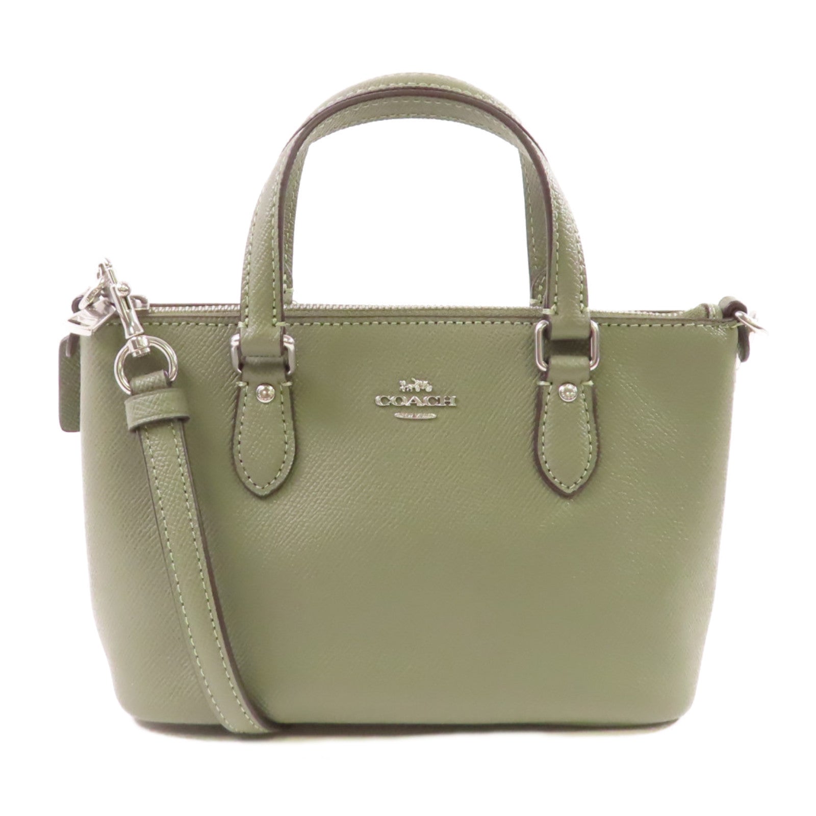 COACH 塗層皮革Mini Gallery Crossbody Bag銀扣手挽肩背袋兩用袋鼠尾草色
