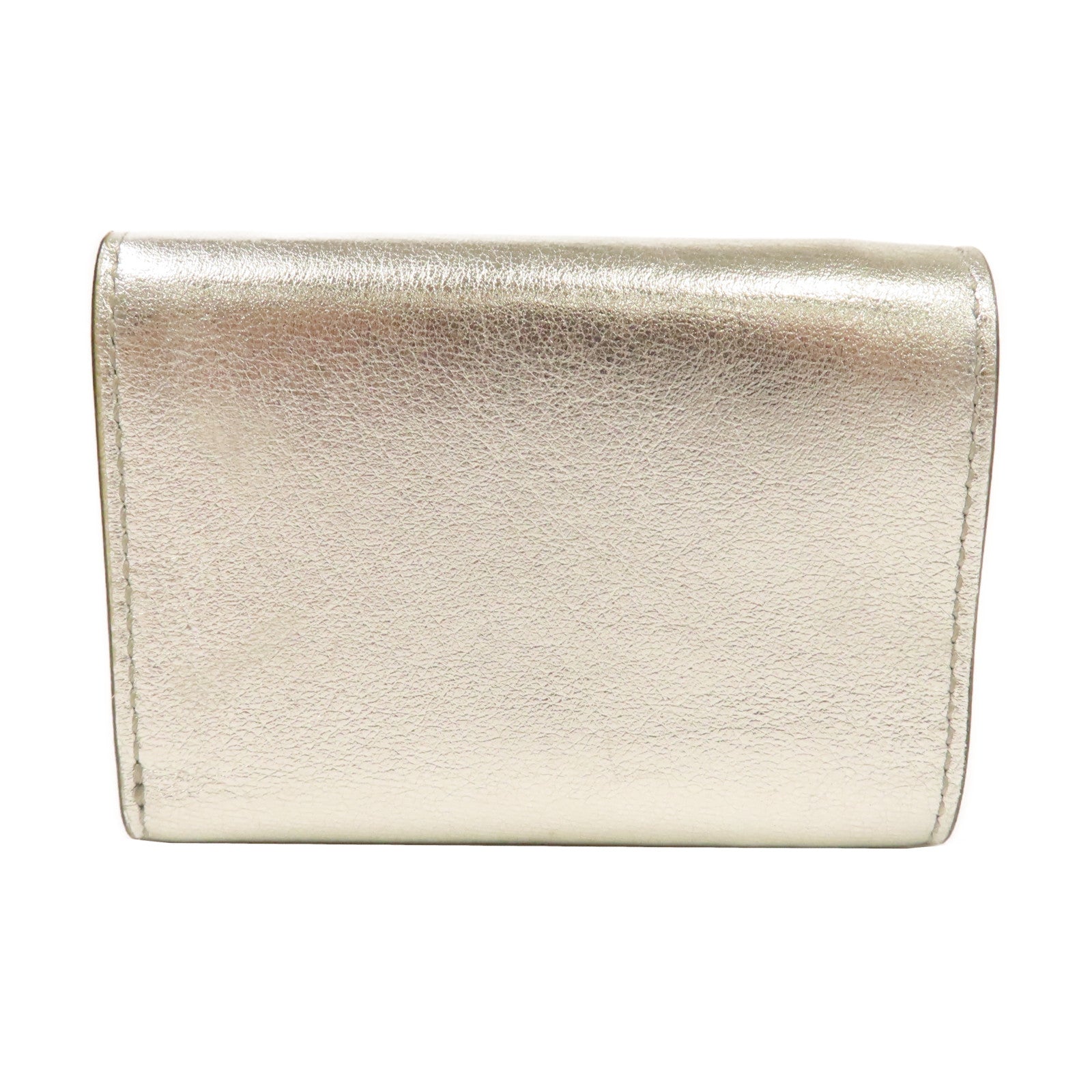 FENDI 皮革Wallet銀扣鈕扣錢包銀色