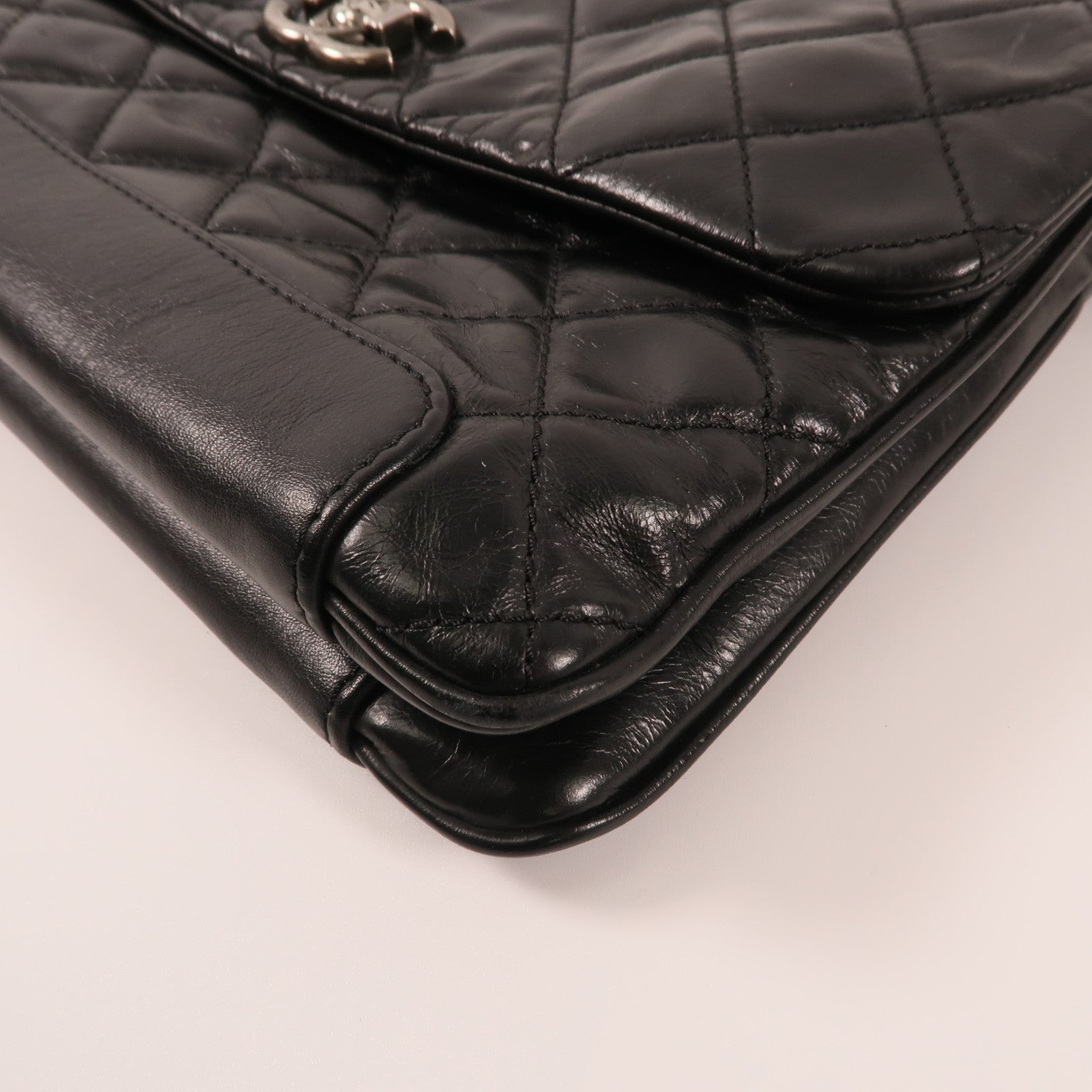 CHANEL 牛皮皮革Chain Shoulder銀扣鏈帶肩背袋