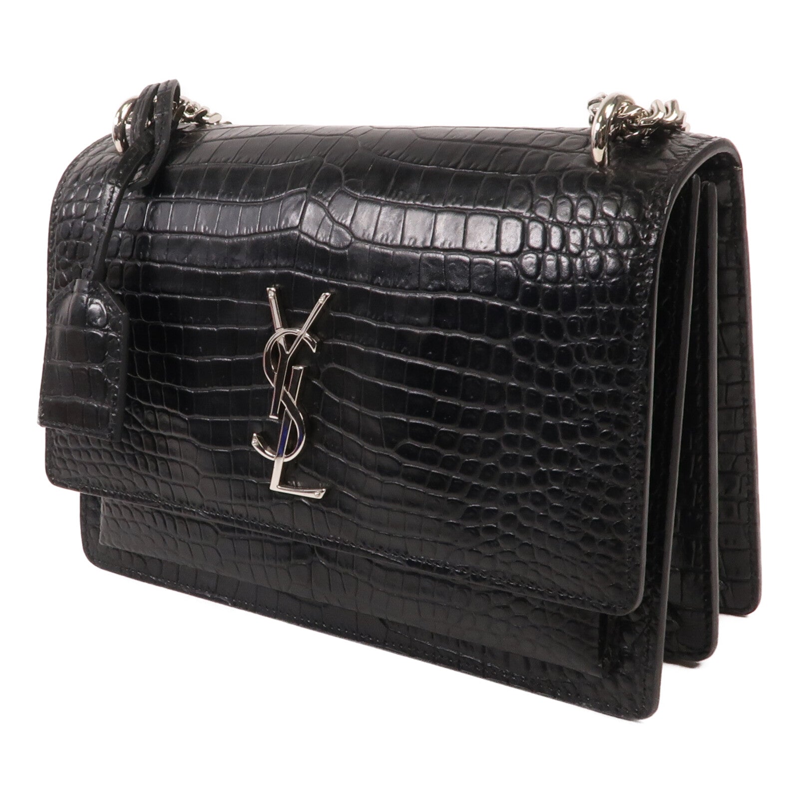 SAINT LAURENT 牛皮皮革Shoulder Bag銀扣肩背袋