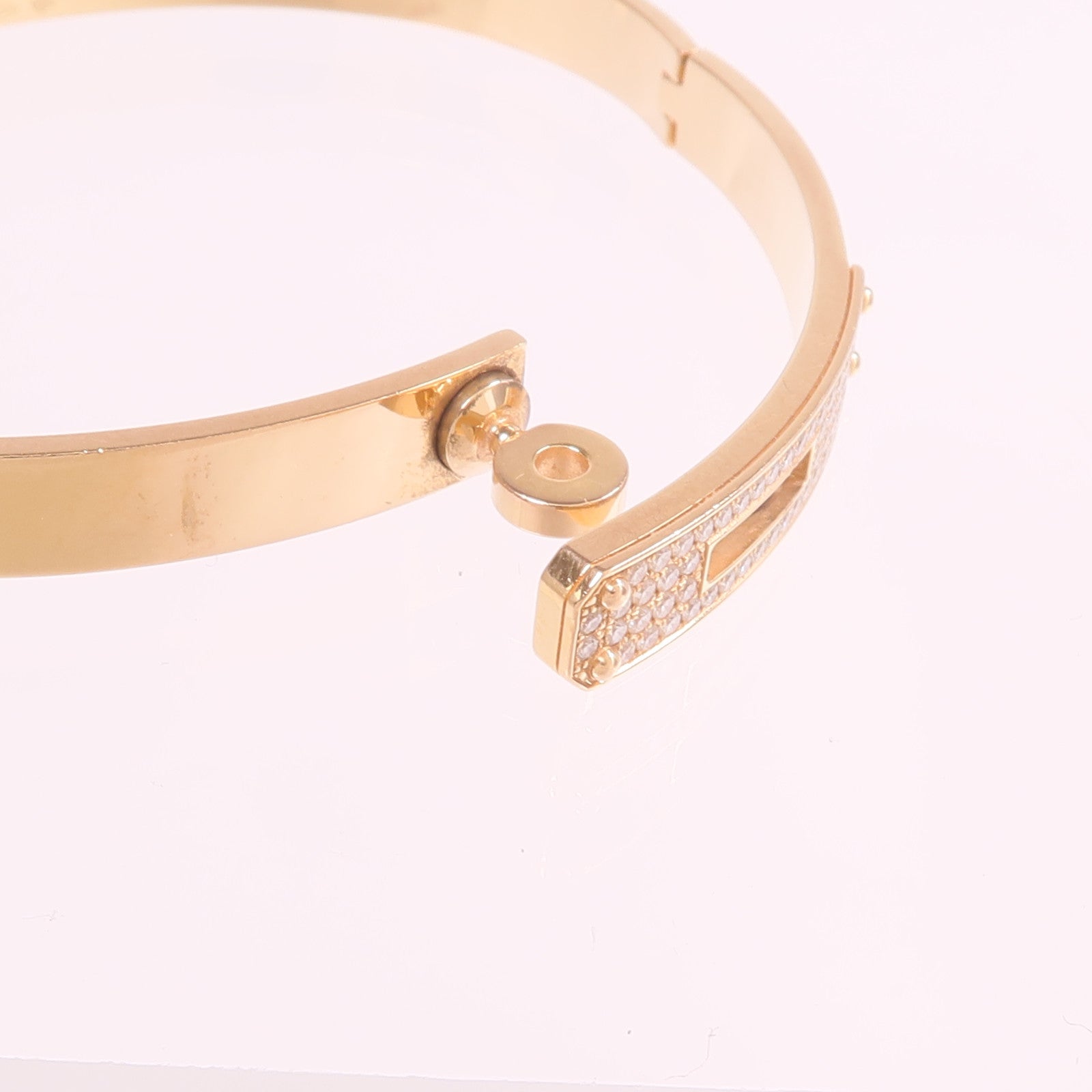 HERMES 18K玫瑰金Kelly Bracelet Small Model鑽石手鐲