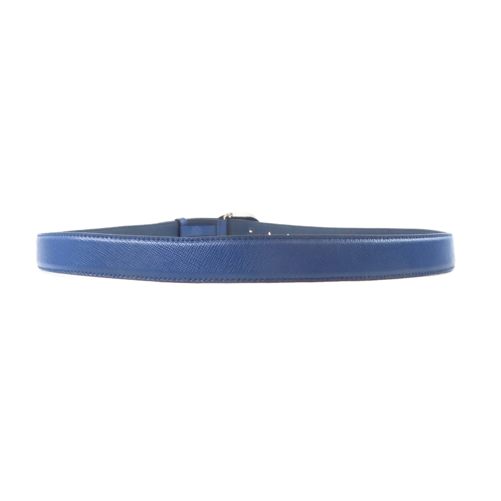 PRADA 【激減優惠】牛皮皮革Belt銀扣皮帶藍色