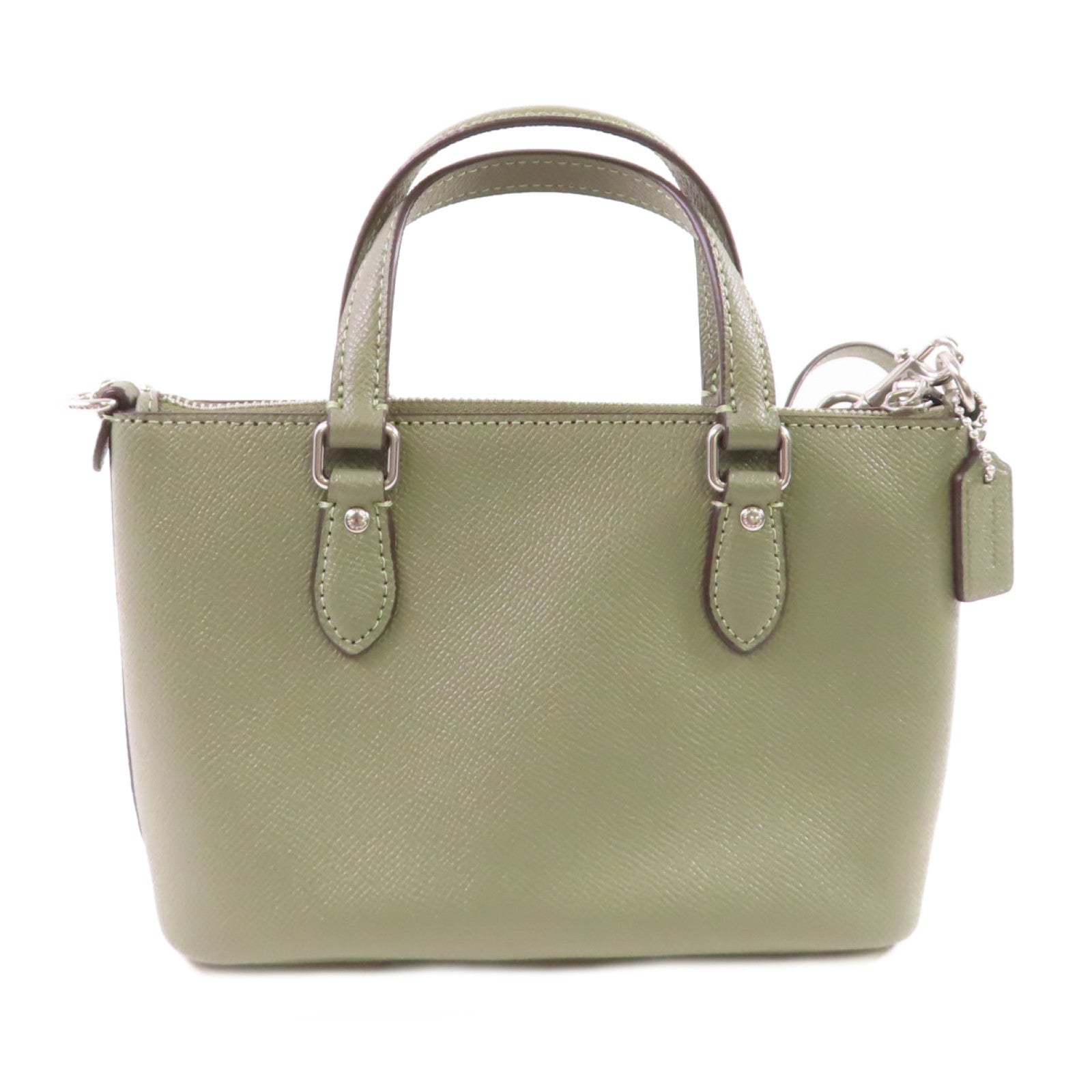 COACH 塗層皮革Mini Gallery Crossbody Bag銀扣手挽肩背袋兩用袋鼠尾草色