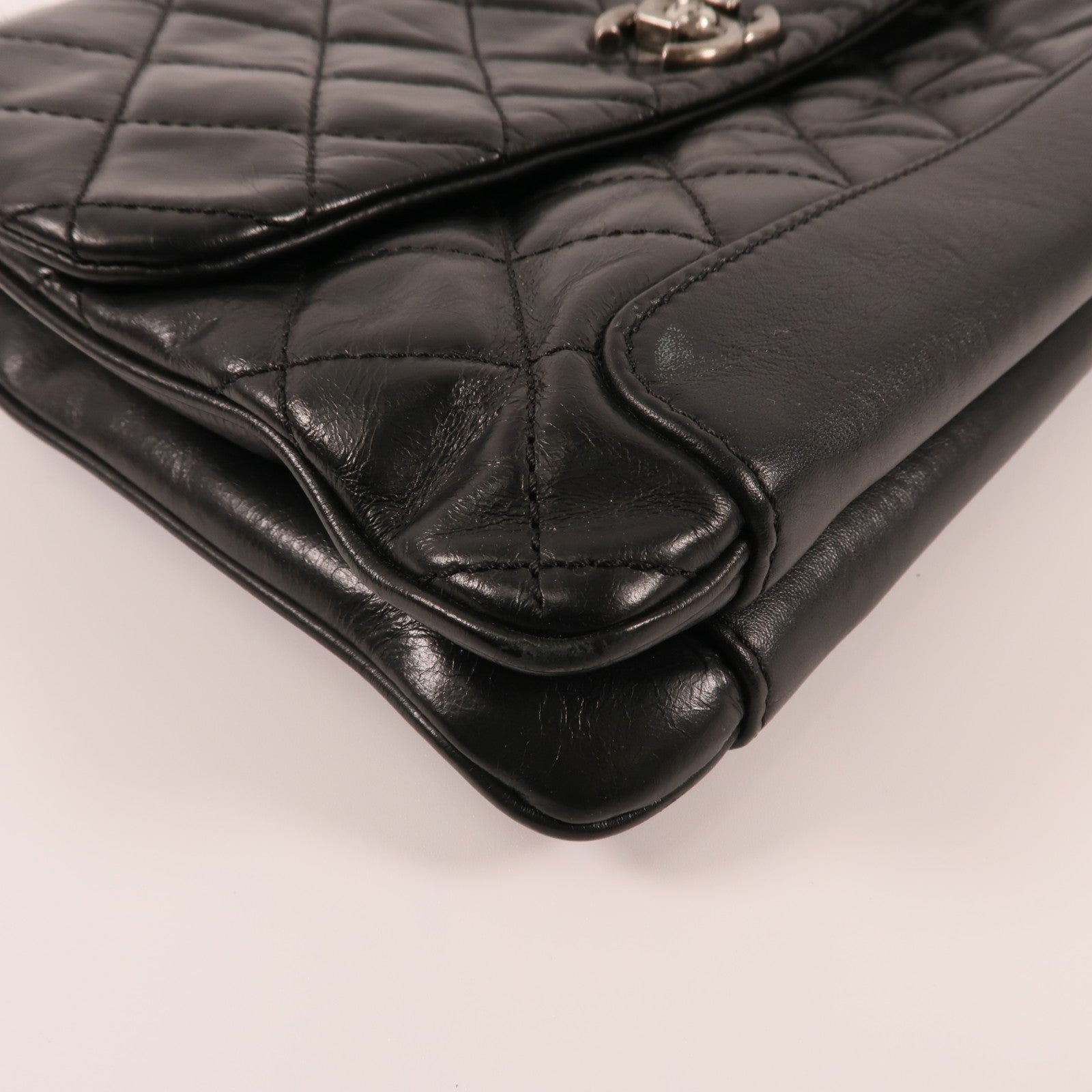 CHANEL 牛皮皮革Chain Shoulder銀扣鏈帶肩背袋