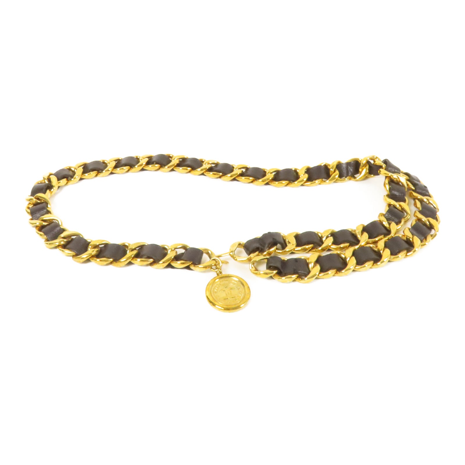 CHANEL 金屬/皮革Chain Belt金扣腰帶