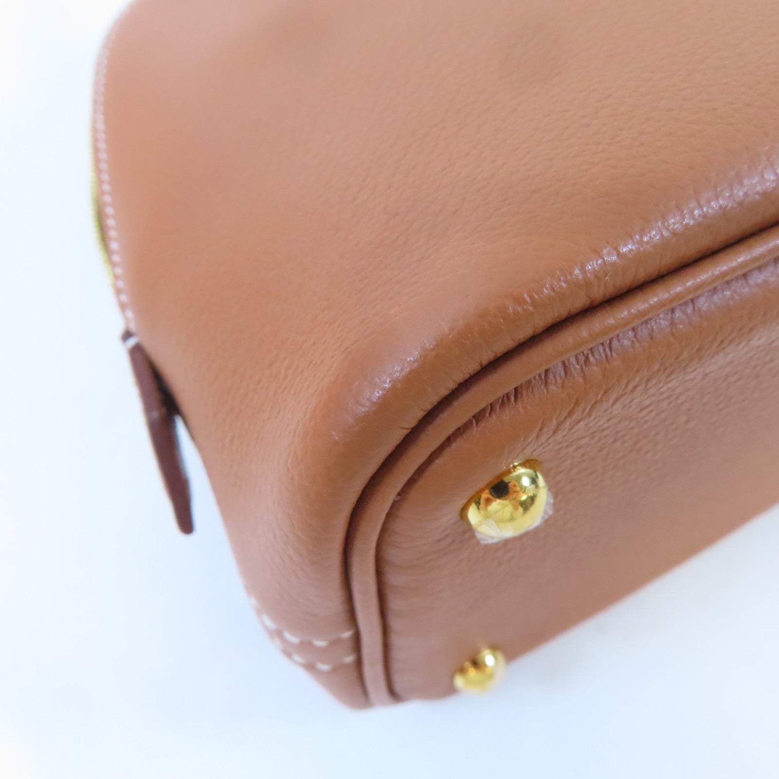 HERMES Evercolor皮革Mini Bolide金扣手挽肩背兩用袋Gold/駝色