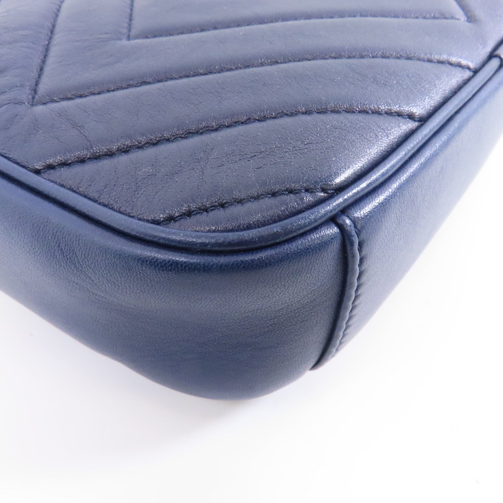 CHANEL 【激減優惠】斜紋牛皮皮革Chain Shoulder Bag金扣鏈帶肩背袋藍色