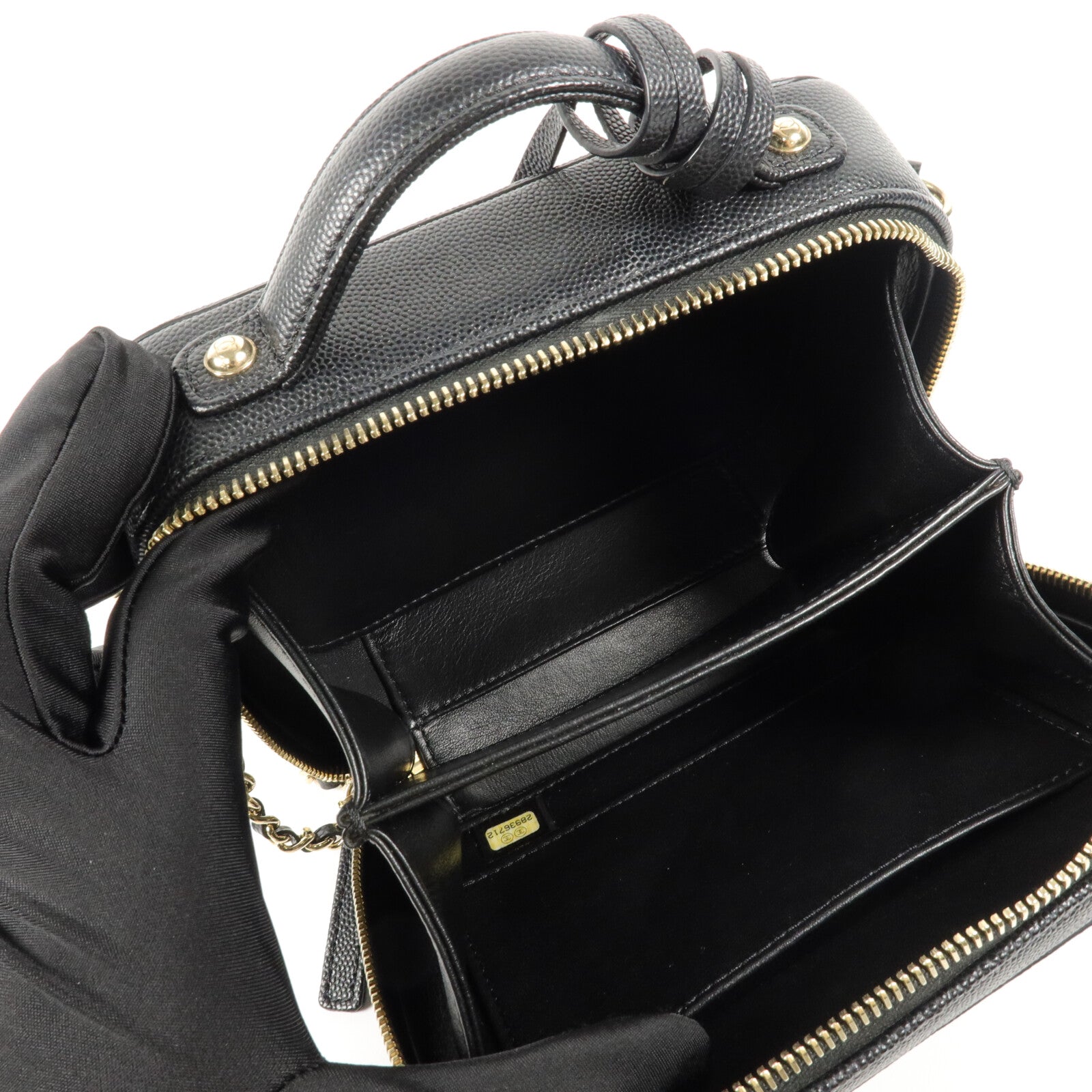 CHANEL 牛皮皮革Vanity Case鏈帶手挽肩背兩用袋