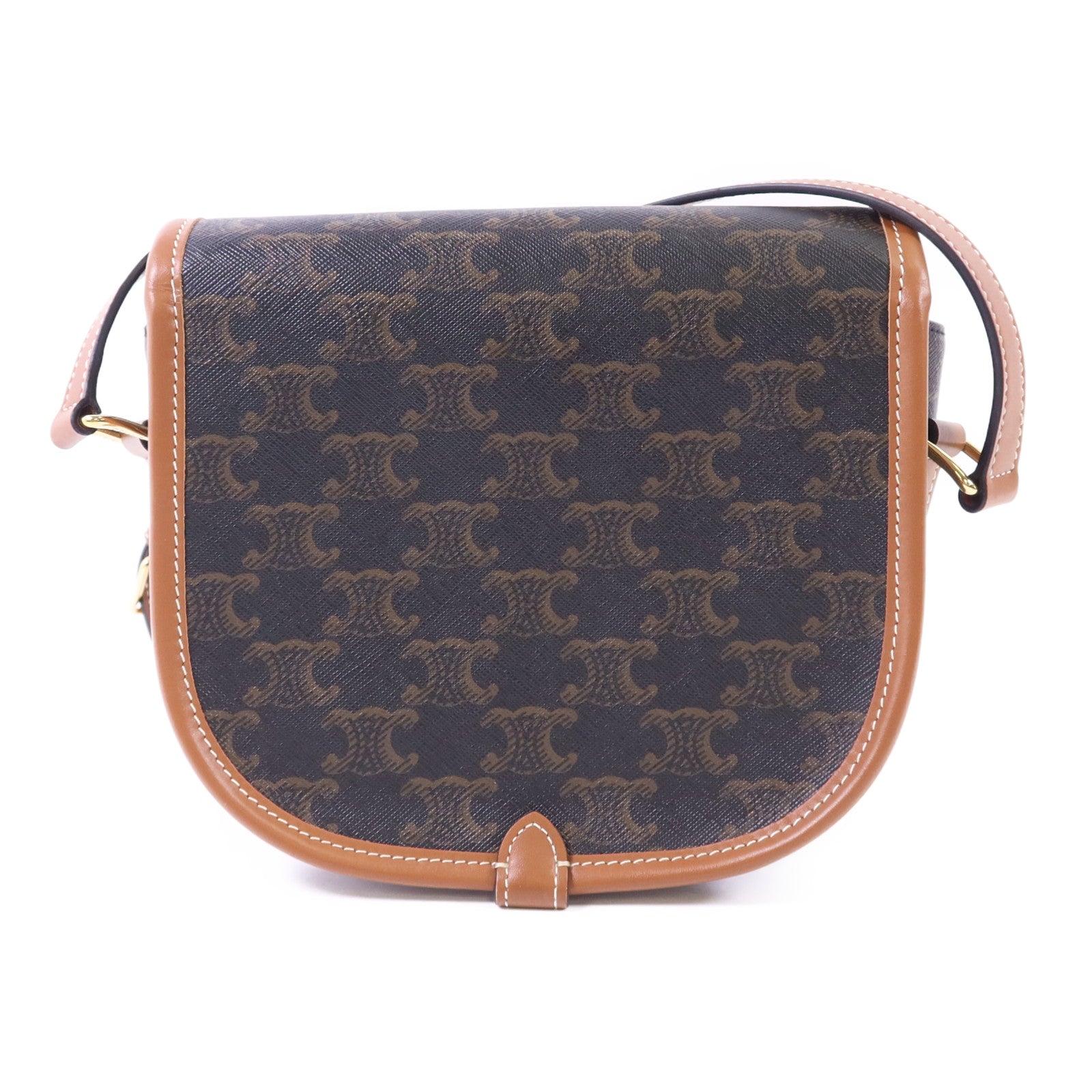CELINE 塗層帆布Medium Folco in Triomphe金扣肩背袋