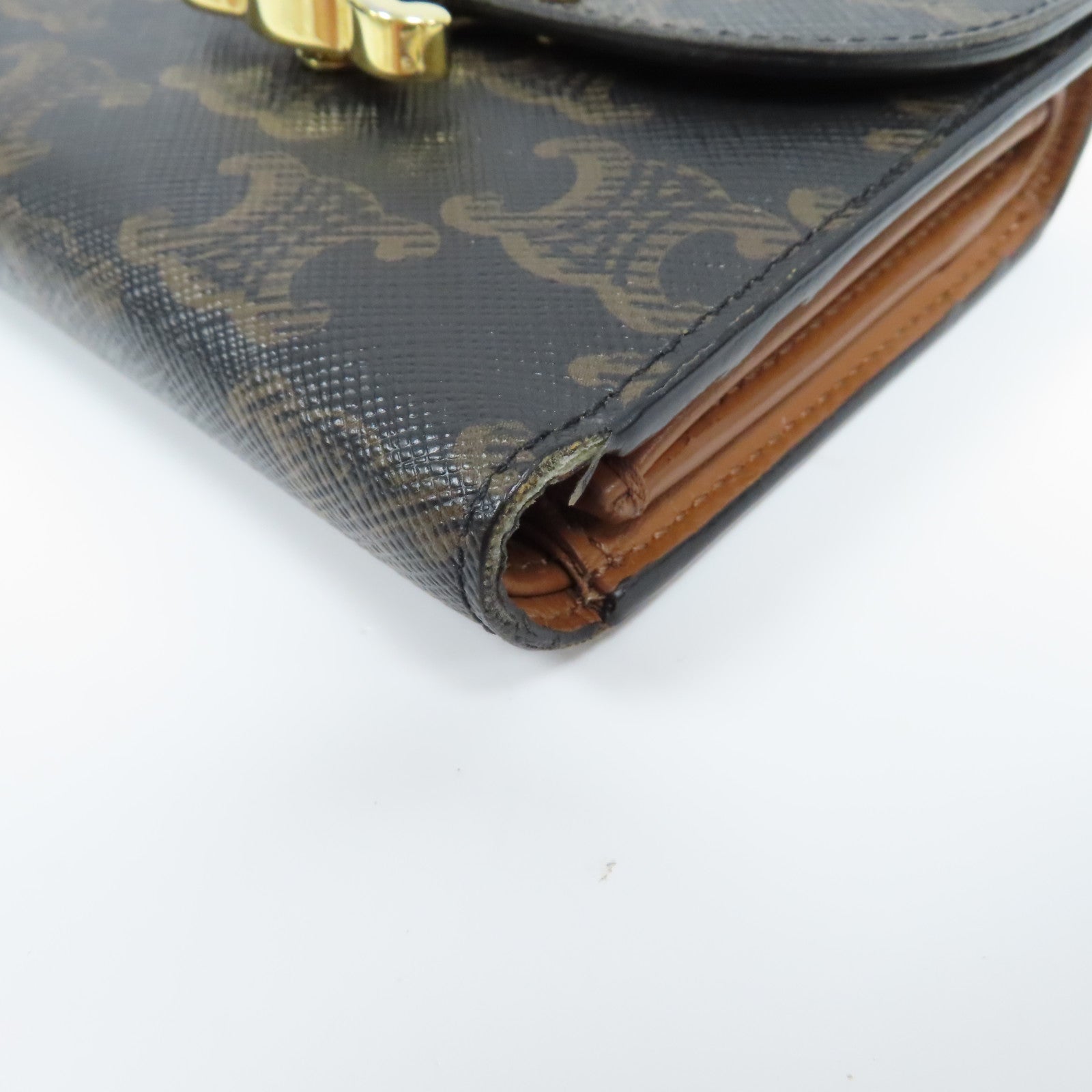 CELINE 塗層帆布Wallet金扣錢包啡色