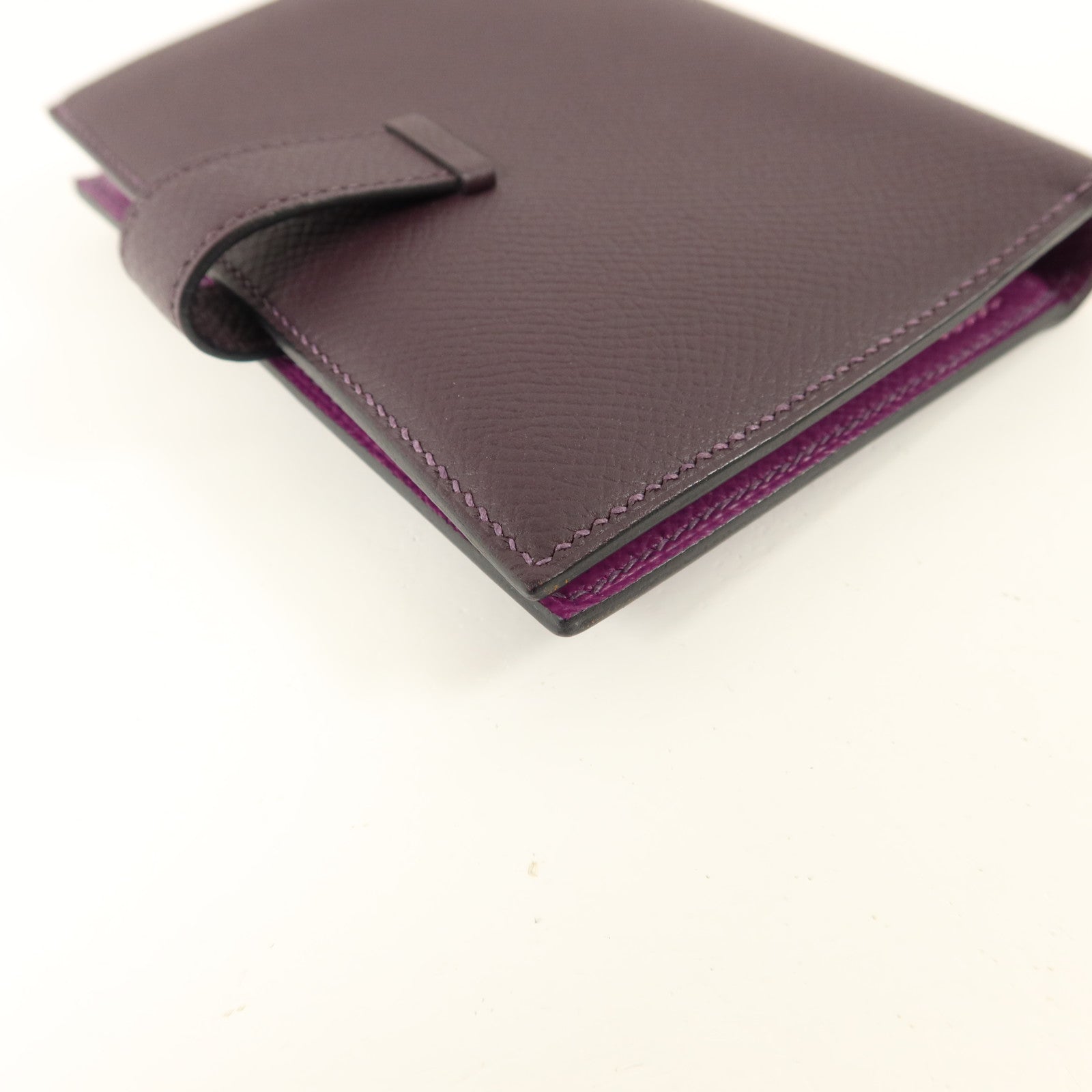 HERMES Epsom皮革Bearn Compact Wallet錢包Anemone/Raisin