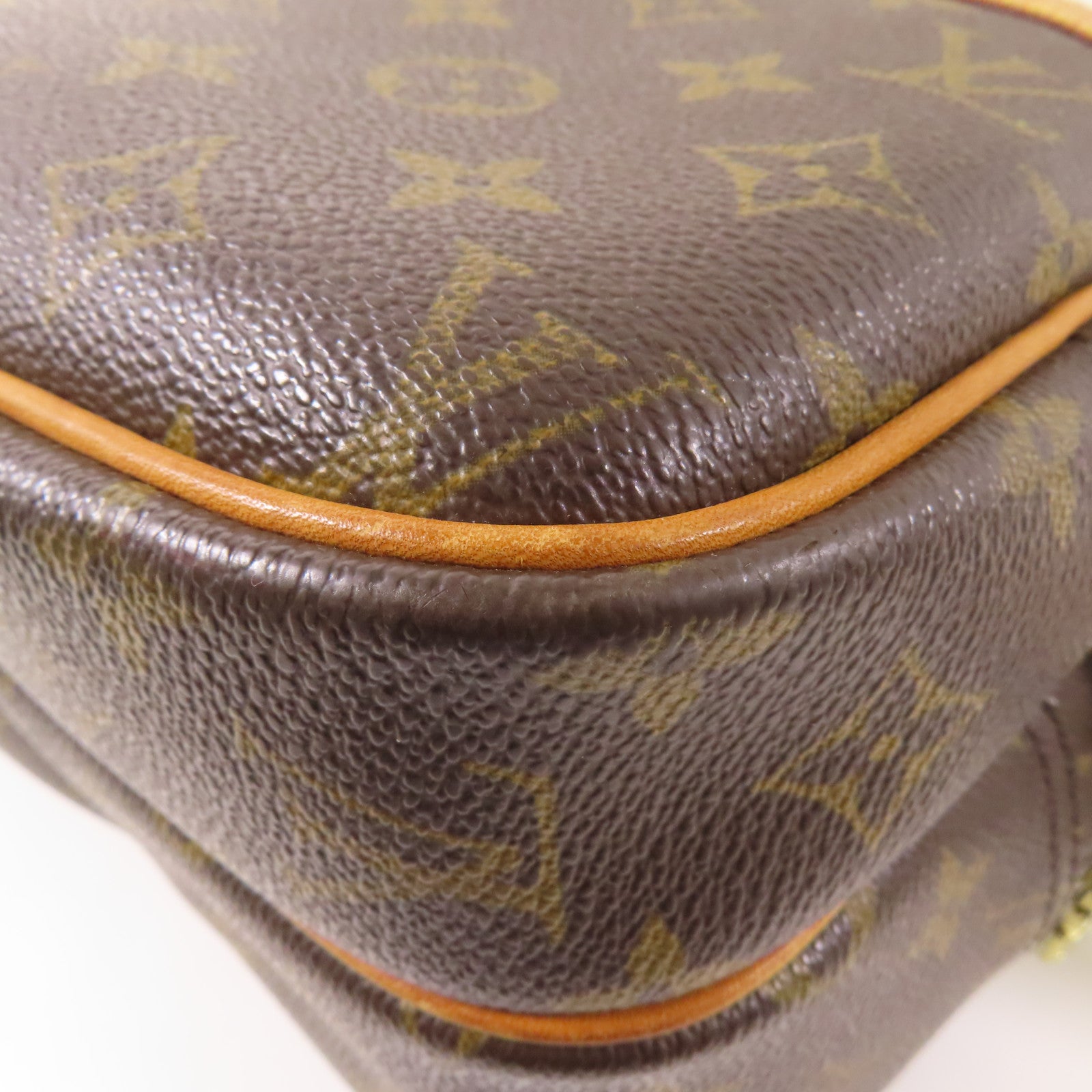 LOUIS VUITTON Monogram Reporter PM金扣肩背袋棕色