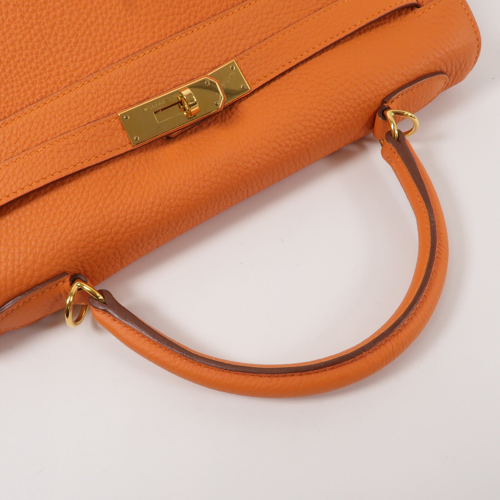 HERMES Togo皮革Kelly 28手挽肩背兩用袋Orange