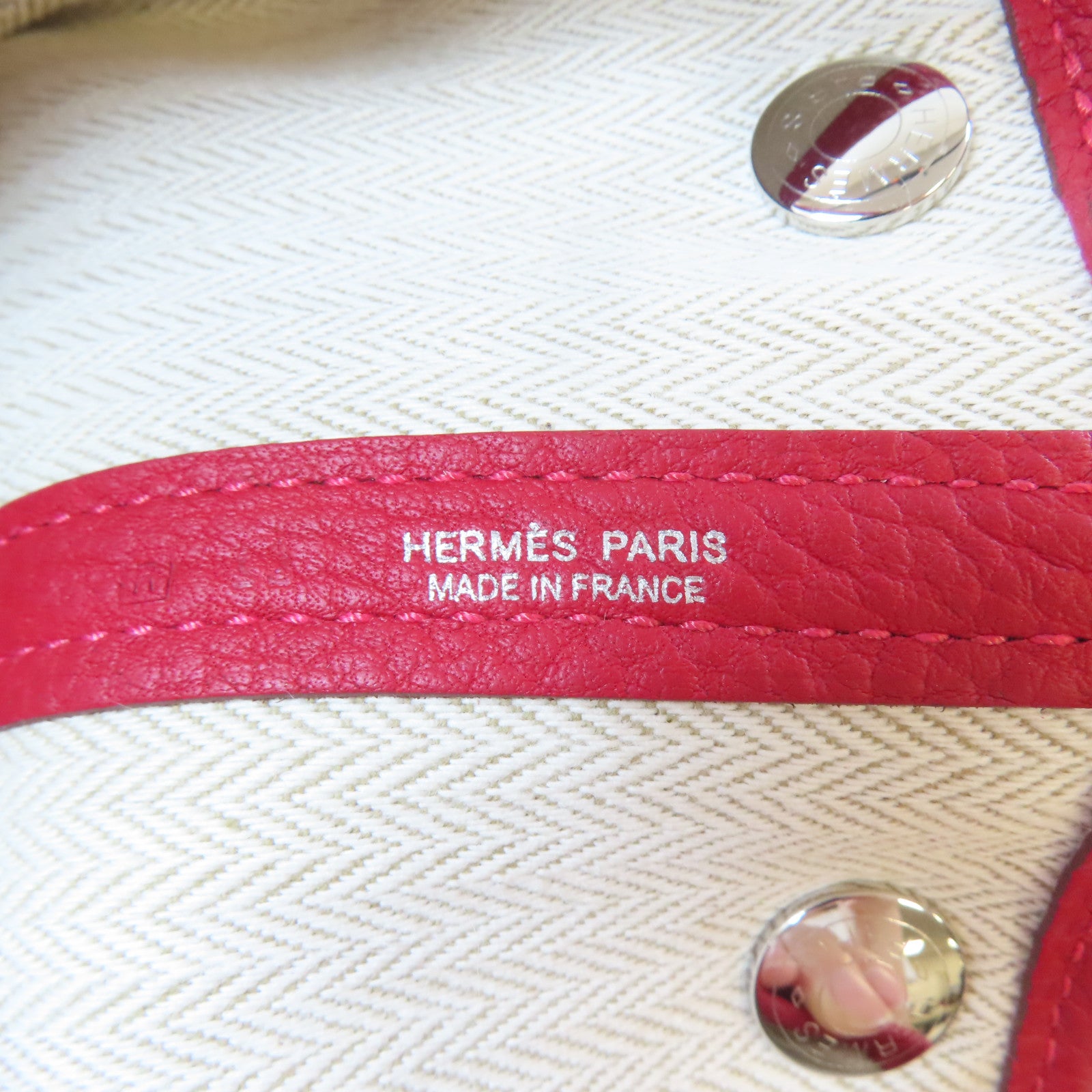HERMES 【激減優惠】Negonda皮革Garden Party TPM銀扣手挽袋Rouge Piment/辣椒紅色