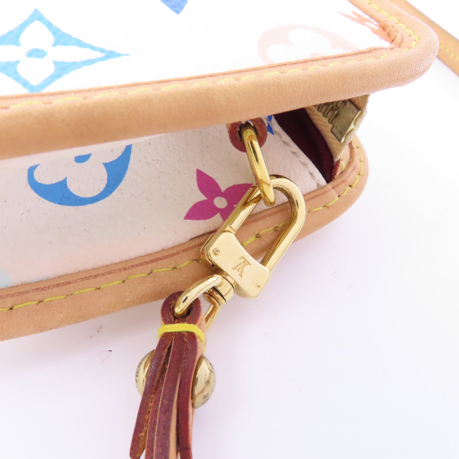 LOUIS VUITTON Monogram Multicolore Shirley金扣手挽袋白色/彩色