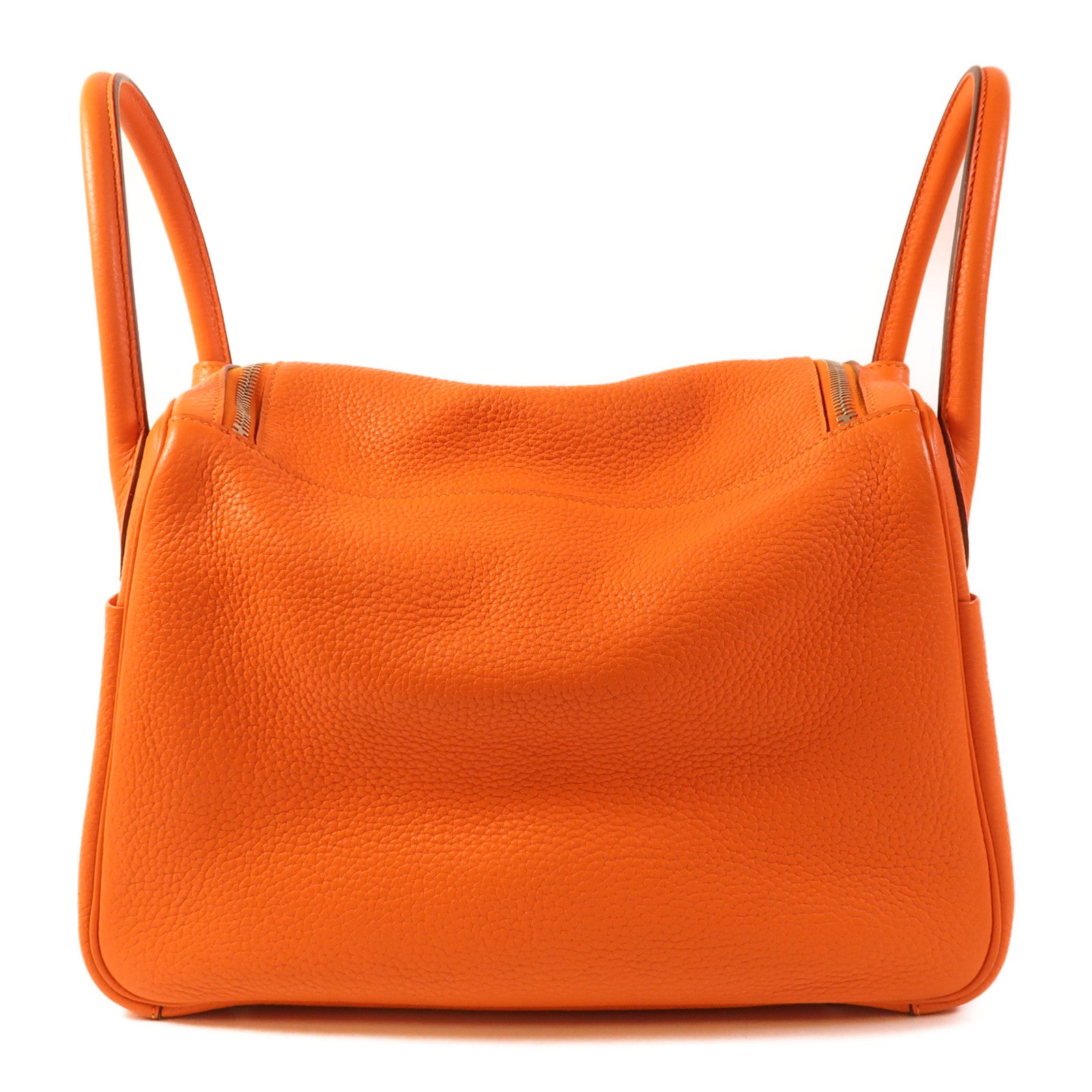 HERMES Clemence皮革Lindy 30銀扣手挽肩背兩用袋Orange