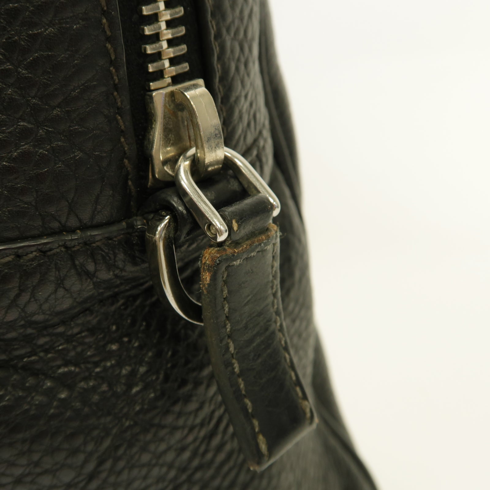 PRADA 【激減優惠】皮革Vit Daino銀扣手挽肩背兩用袋黑色