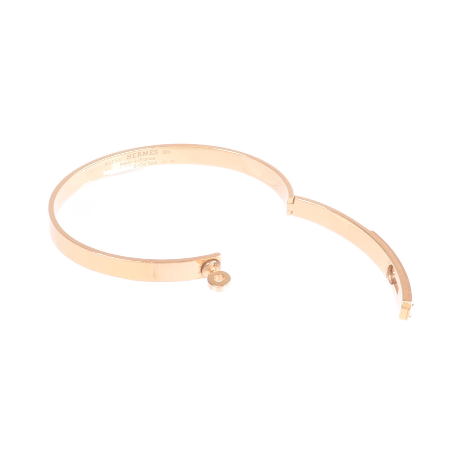 HERMES 18K玫瑰金Kelly Bracelet Small Model鑽石手鐲