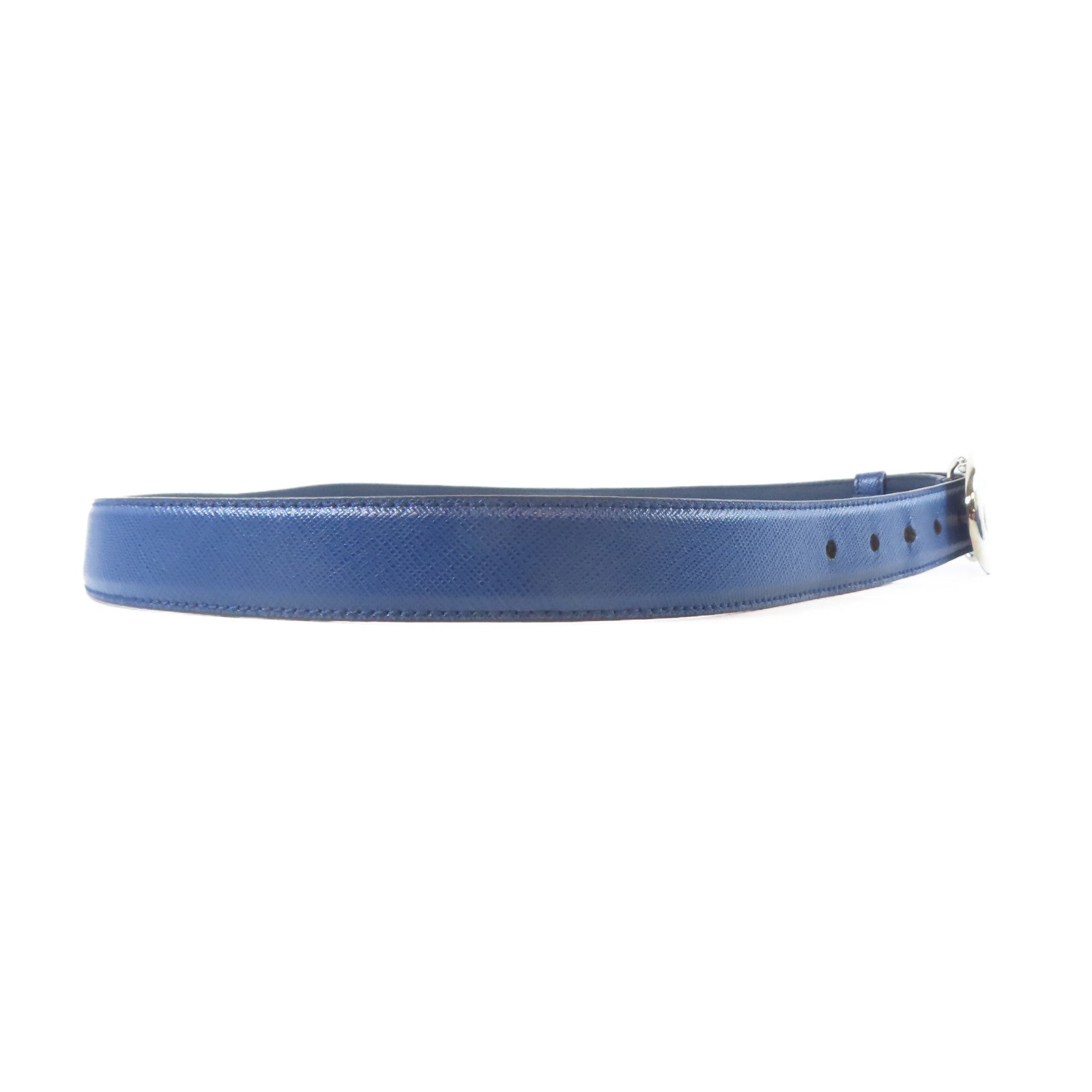 PRADA 【激減優惠】牛皮皮革Belt銀扣皮帶藍色