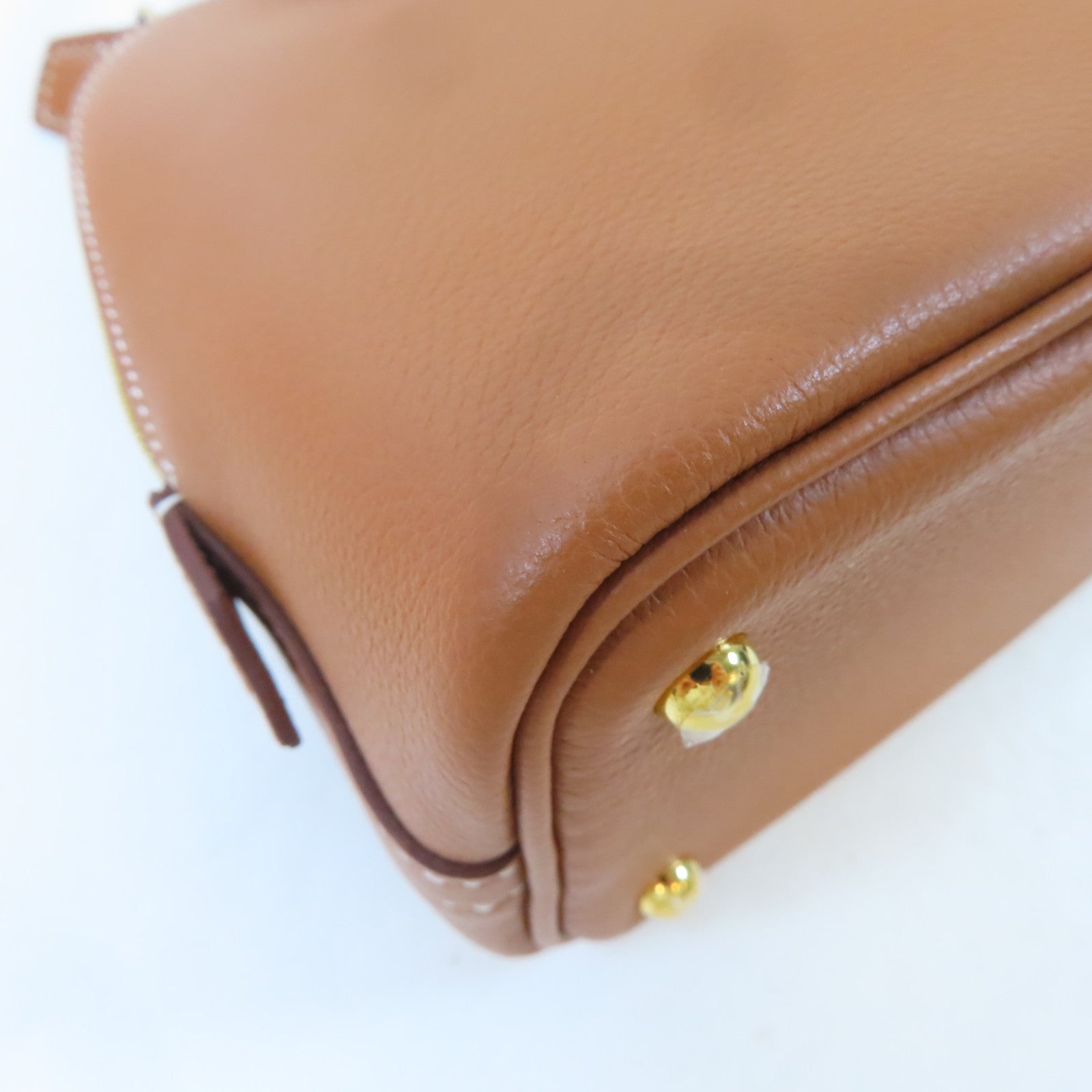 HERMES Evercolor皮革Mini Bolide金扣手挽肩背兩用袋Gold/駝色