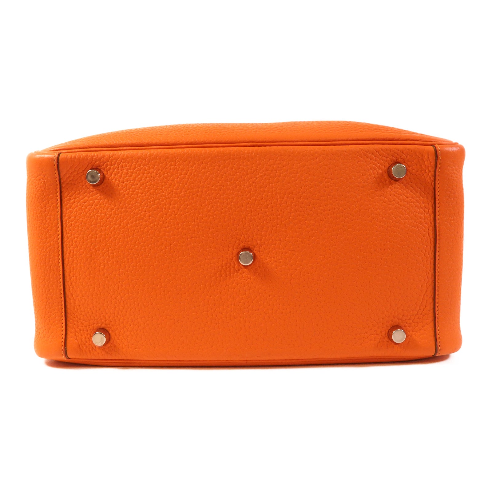 HERMES Clemence皮革Lindy 30銀扣手挽肩背兩用袋Orange